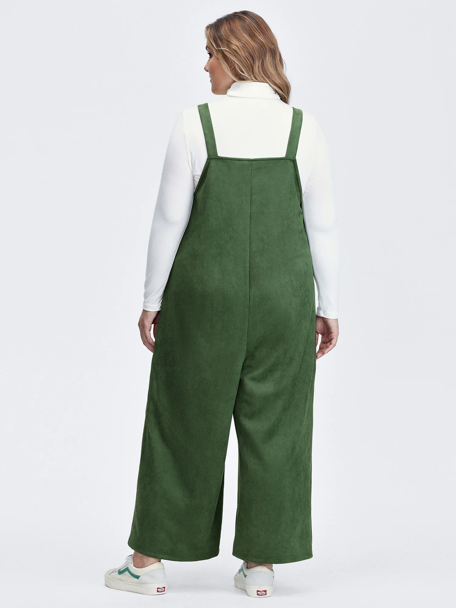 Suede Velvet Patch Pocket Stretchy Jumpsuit - Image 4