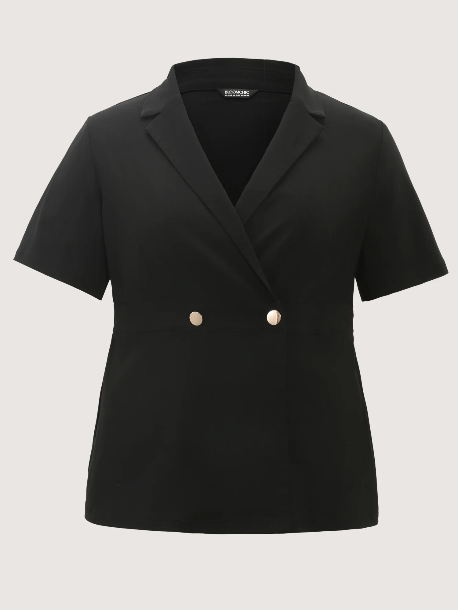 Suit Collar Button Detail Plain Blouse - Image 9