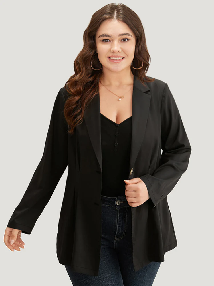 Suit Collar Button Up Plicated Detail Blazer - Image 4