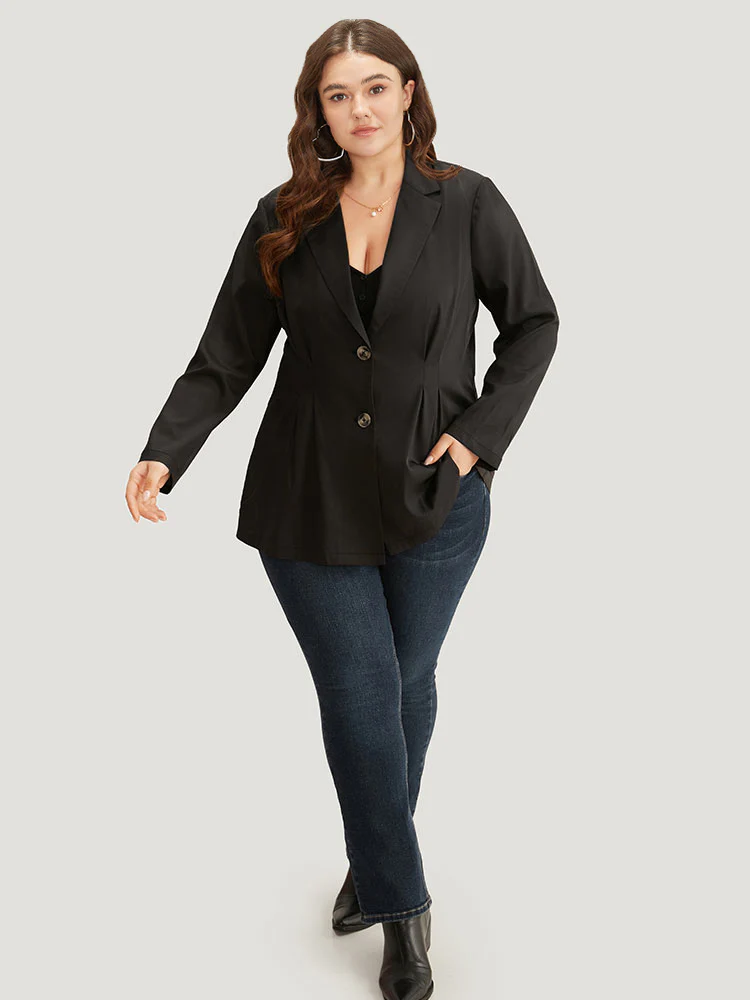Suit Collar Button Up Plicated Detail Blazer - Image 5