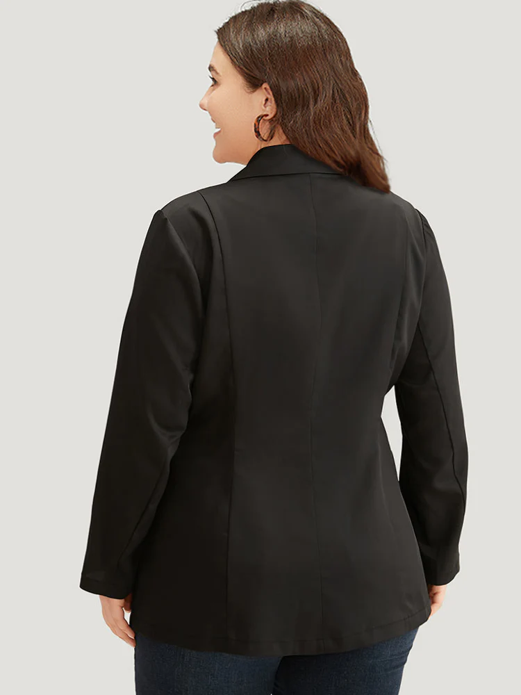 Suit Collar Button Up Plicated Detail Blazer - Image 6