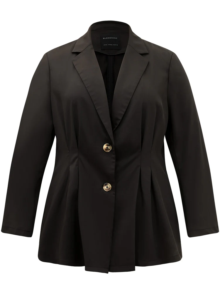 Suit Collar Button Up Plicated Detail Blazer - Image 8