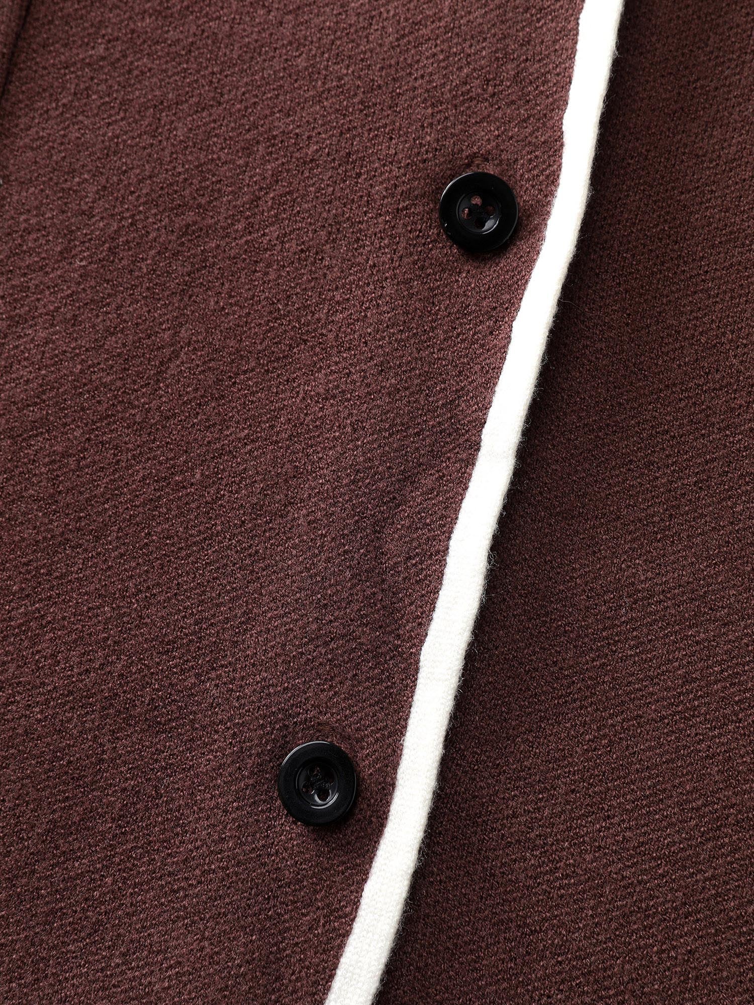 Suit Collar Color Contrast Pockets Knit Cardigan - Image 5