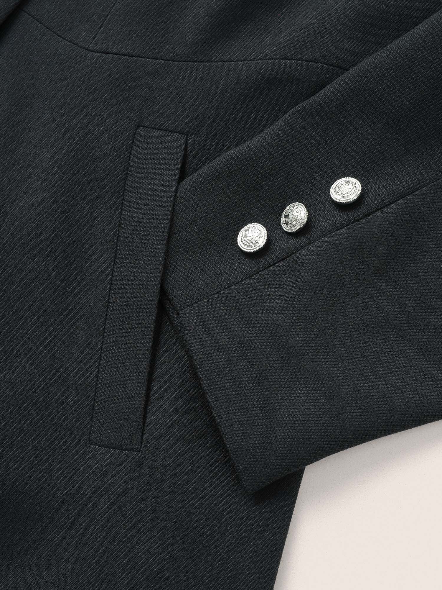 Suit Collar Double Breasted Metal Detail Blazer - Image 6