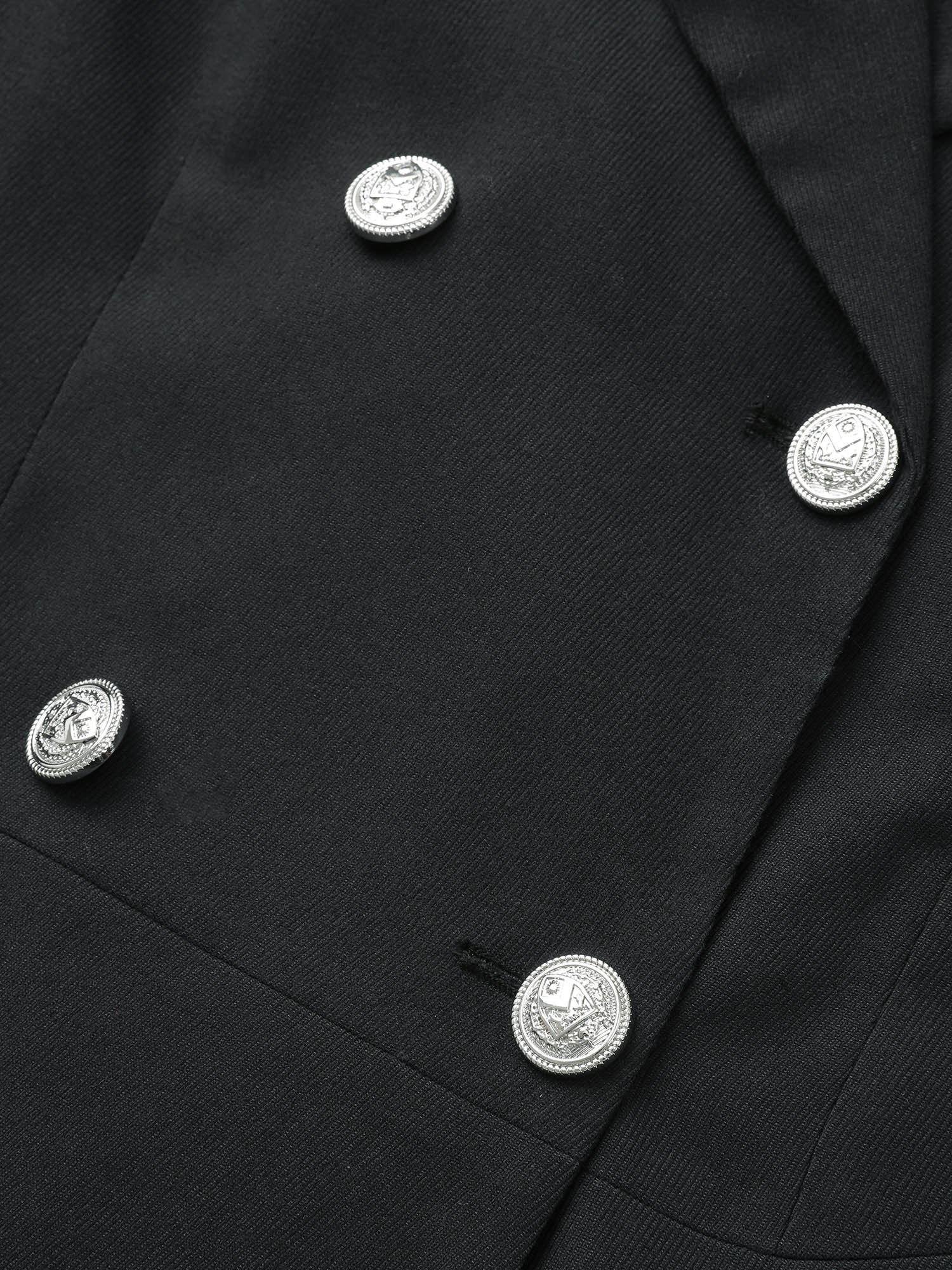 Suit Collar Double Breasted Metal Detail Blazer - Image 7