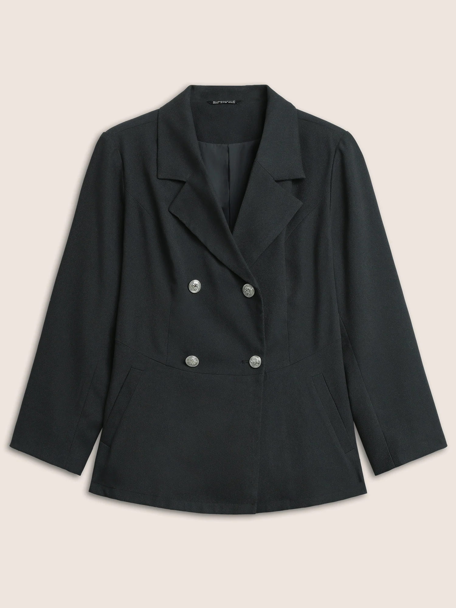 Suit Collar Double Breasted Metal Detail Blazer - Image 8