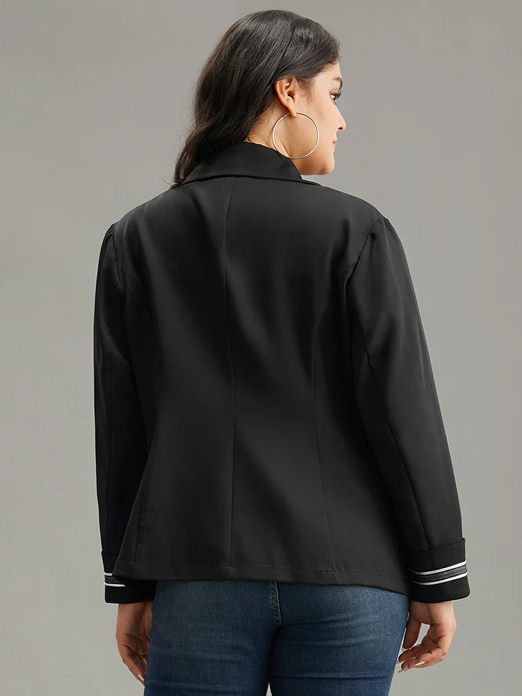Suit Collar Metal Detail Patchwork Blazer - Image 2