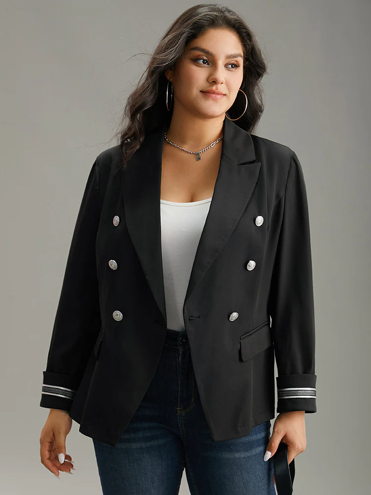 Suit Collar Metal Detail Patchwork Blazer - Image 6