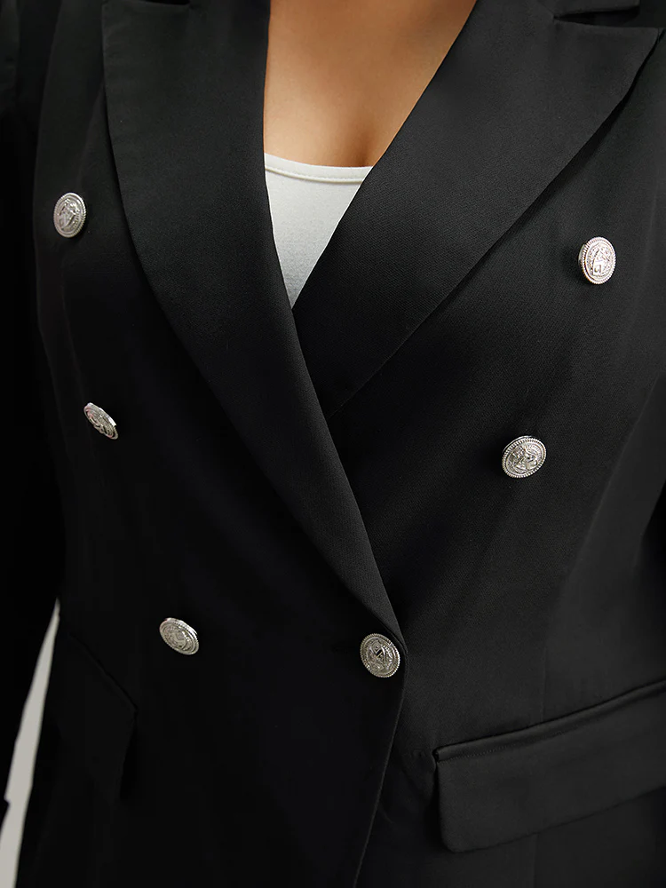 Suit Collar Metal Detail Patchwork Blazer - Image 7