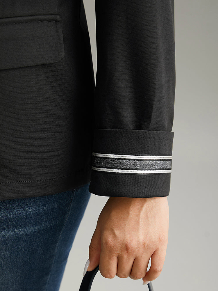 Suit Collar Metal Detail Patchwork Blazer - Image 8