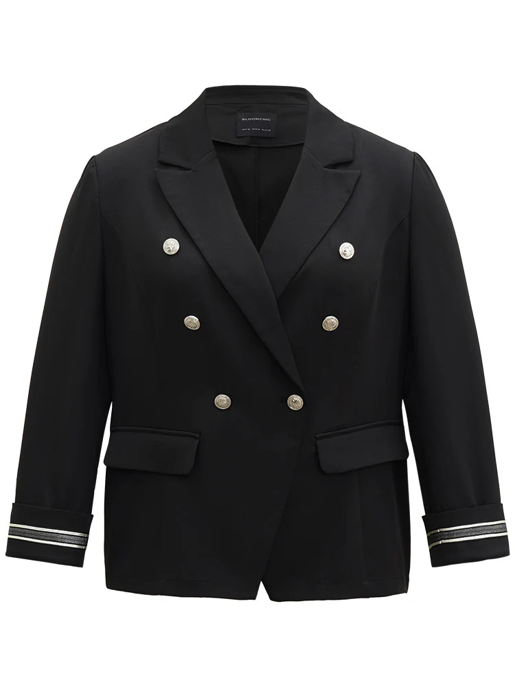 Suit Collar Metal Detail Patchwork Blazer - Image 9