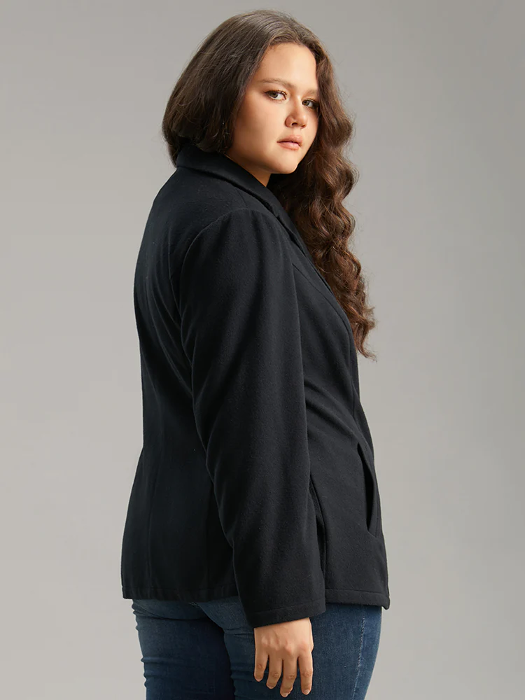 Suit Collar Plain Button Up Waistline Inside Coat - Image 2