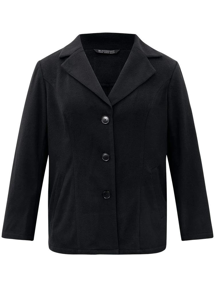 Suit Collar Plain Button Up Waistline Inside Coat - Image 7