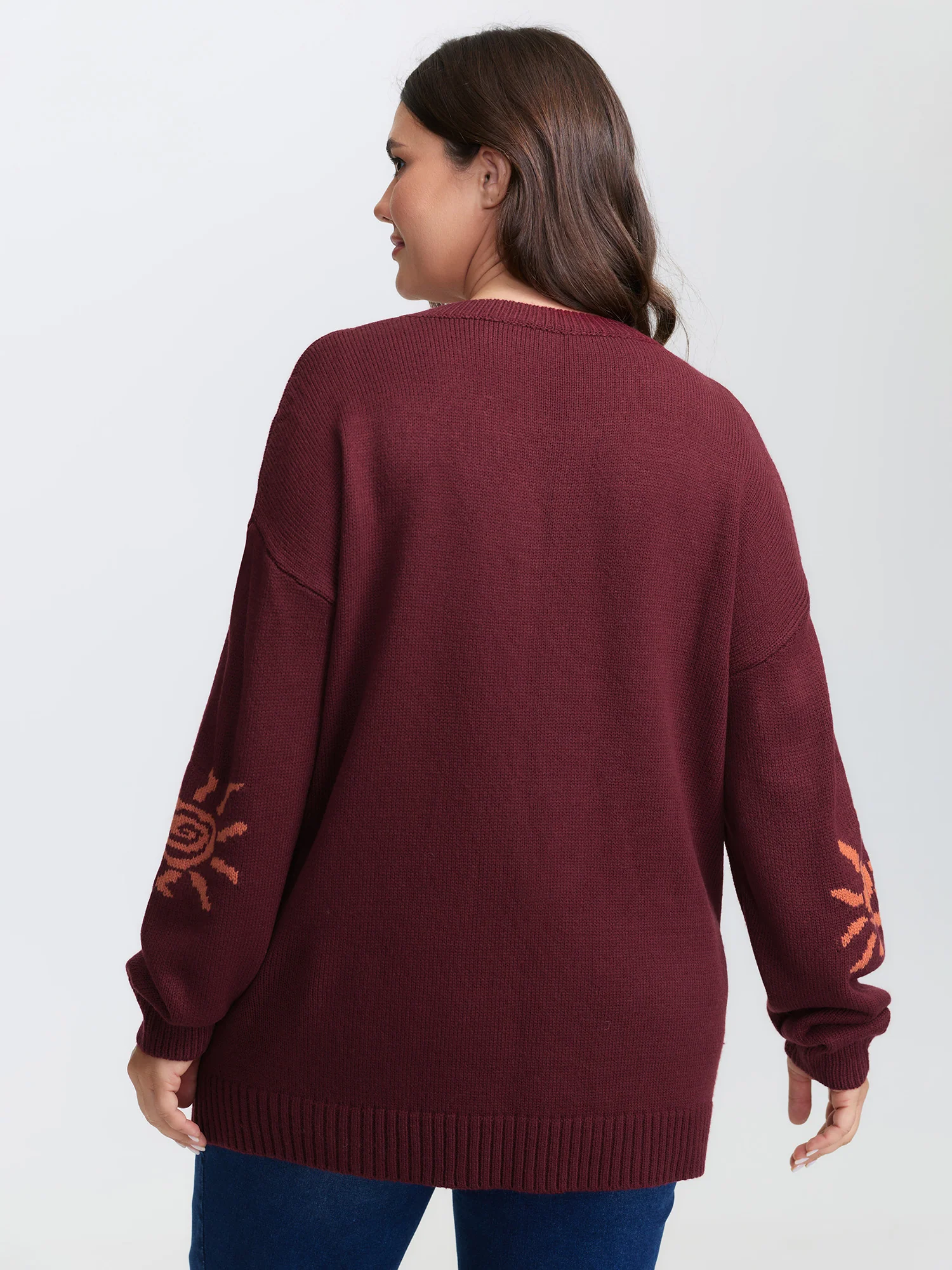 Sun Motif Round Neck Pullover - Image 4