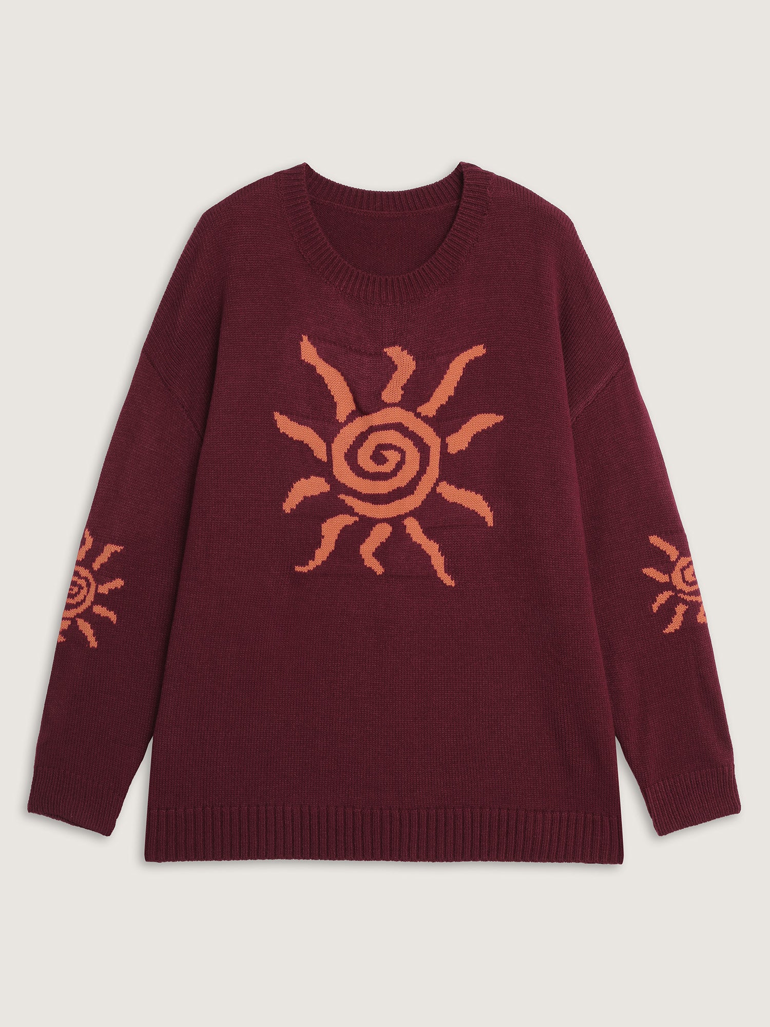 Sun Motif Round Neck Pullover - Image 5