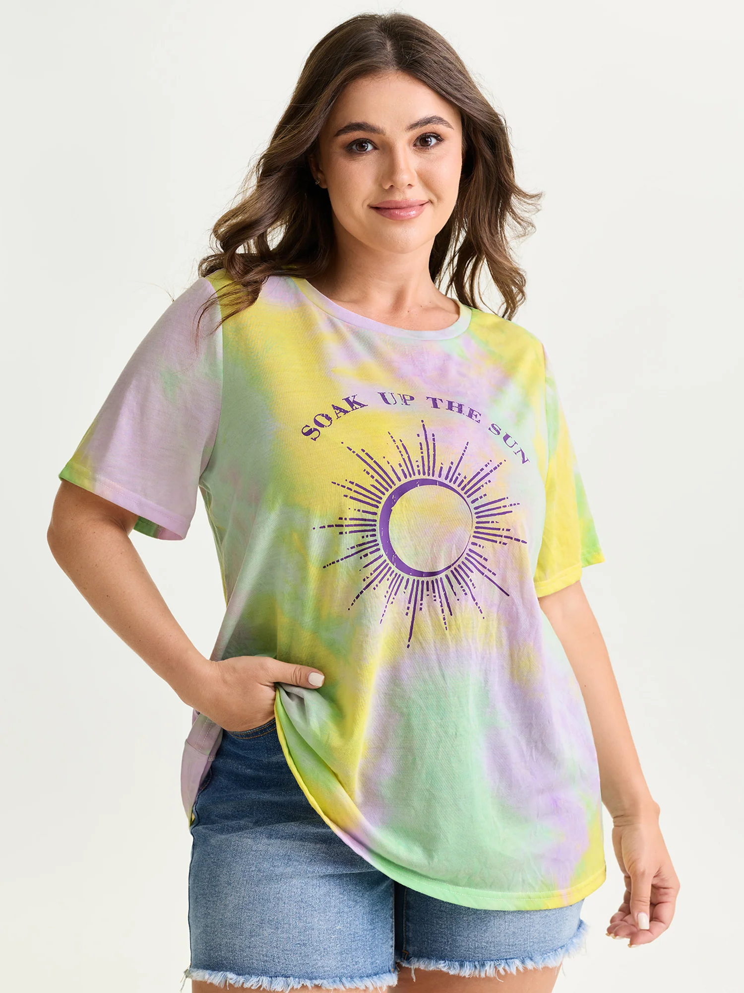 Sun-soaked Print Ombre Gradient T-Shirt - Image 2