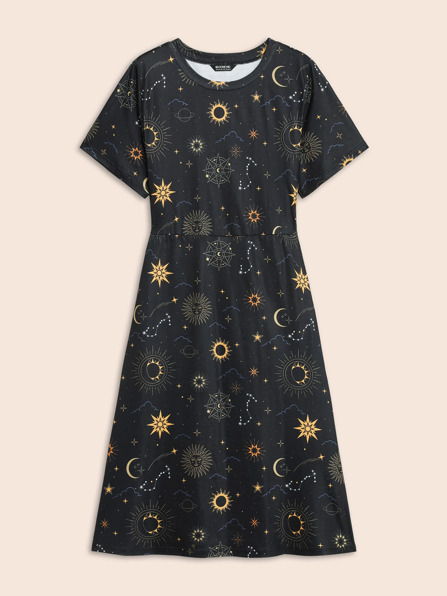 Sun & Star Print Crew Neck Pocket Dress - Image 7