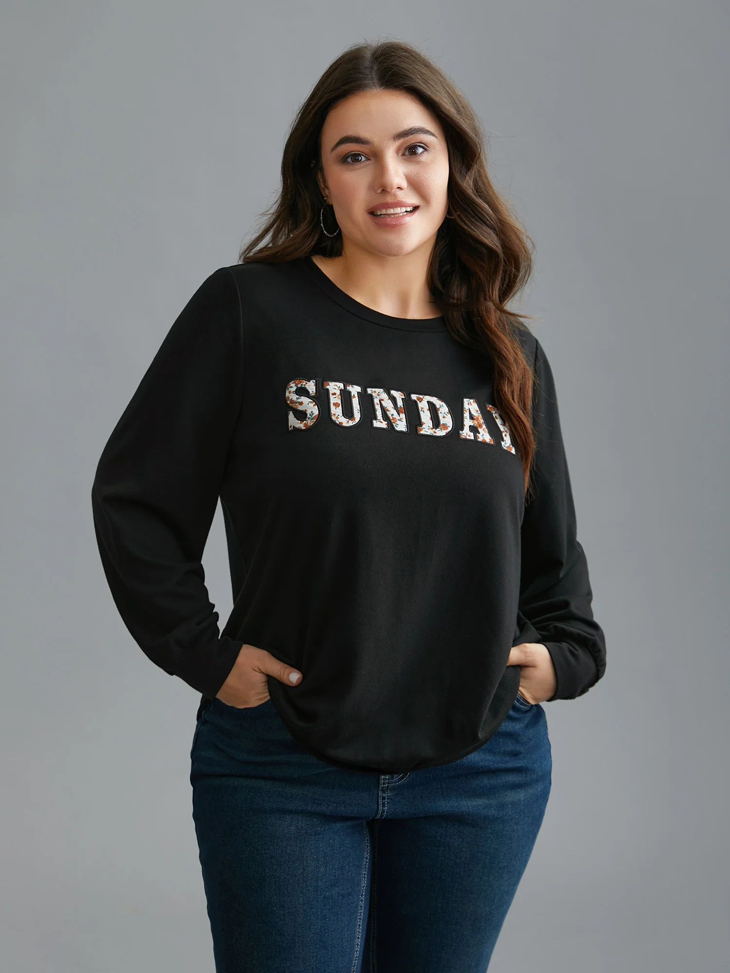 Sunday Patchwork Embroidered Sweatshirt - Image 2