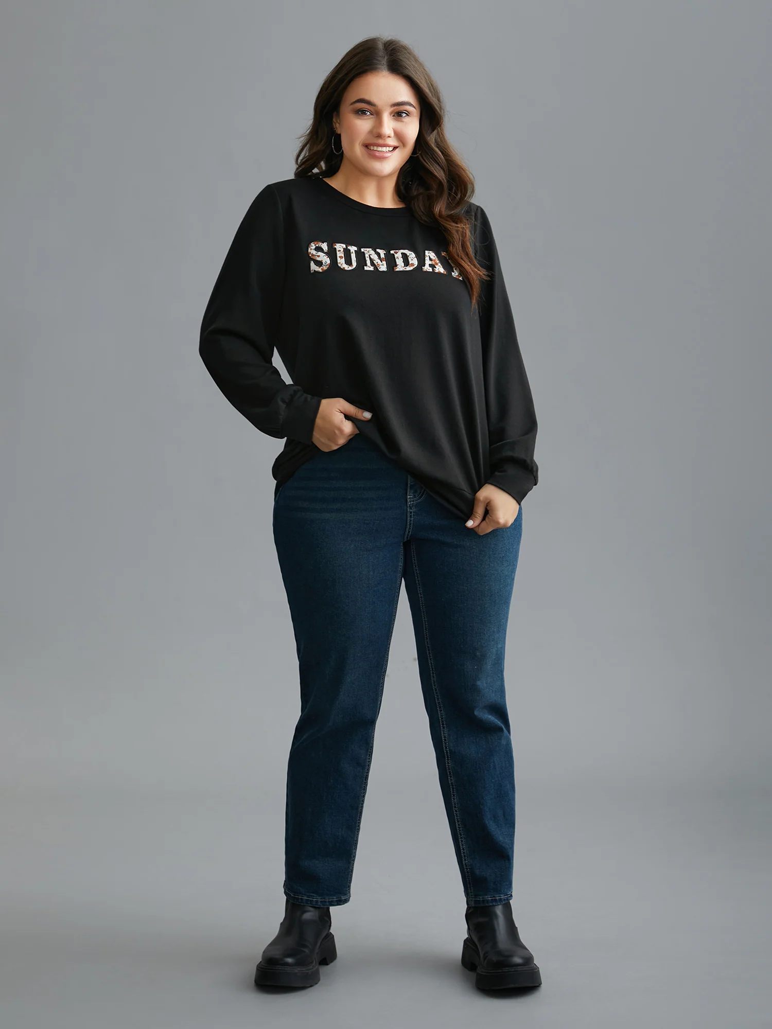 Sunday Patchwork Embroidered Sweatshirt - Image 3