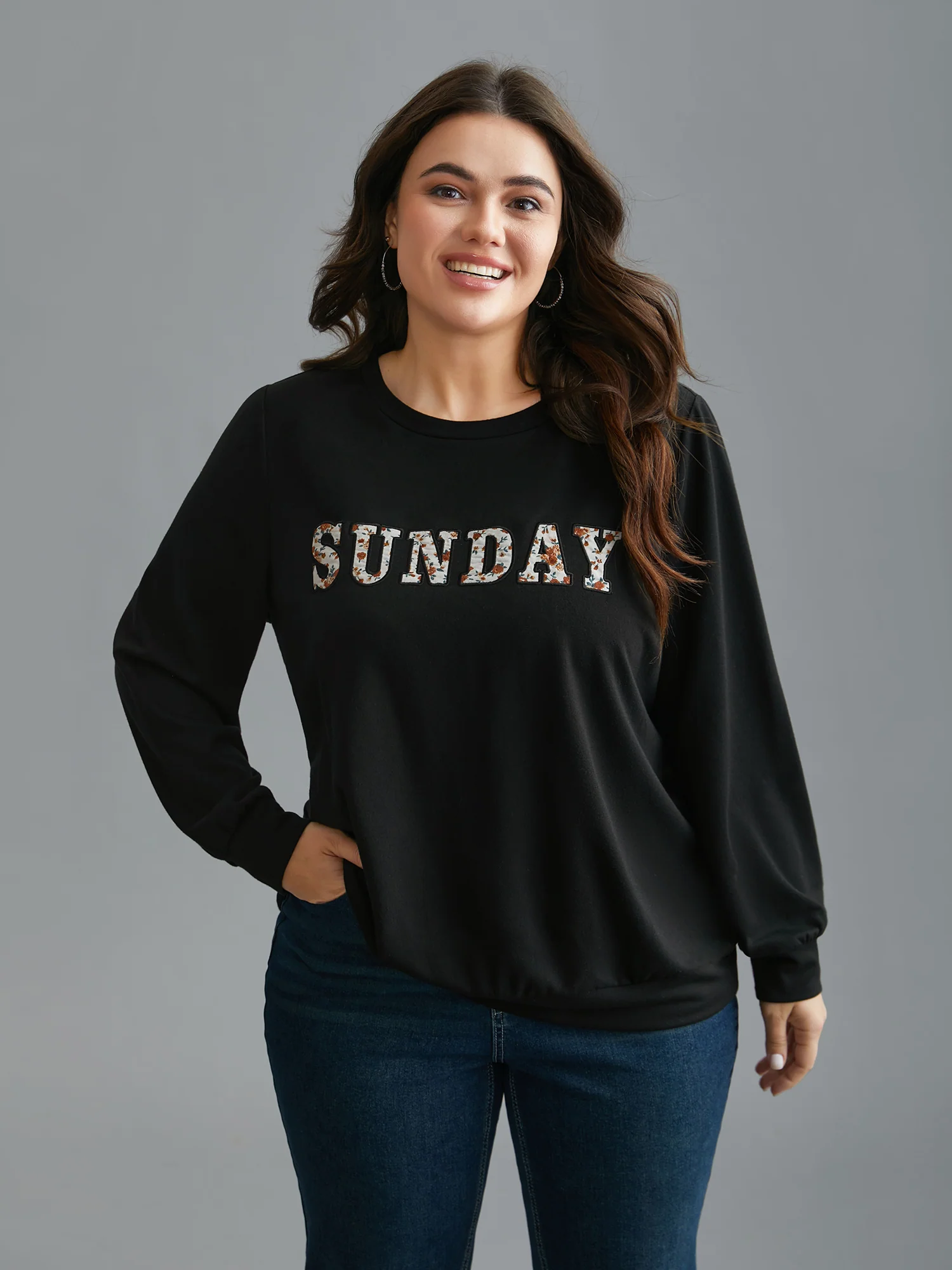 Sunday Patchwork Embroidered Sweatshirt - Image 4