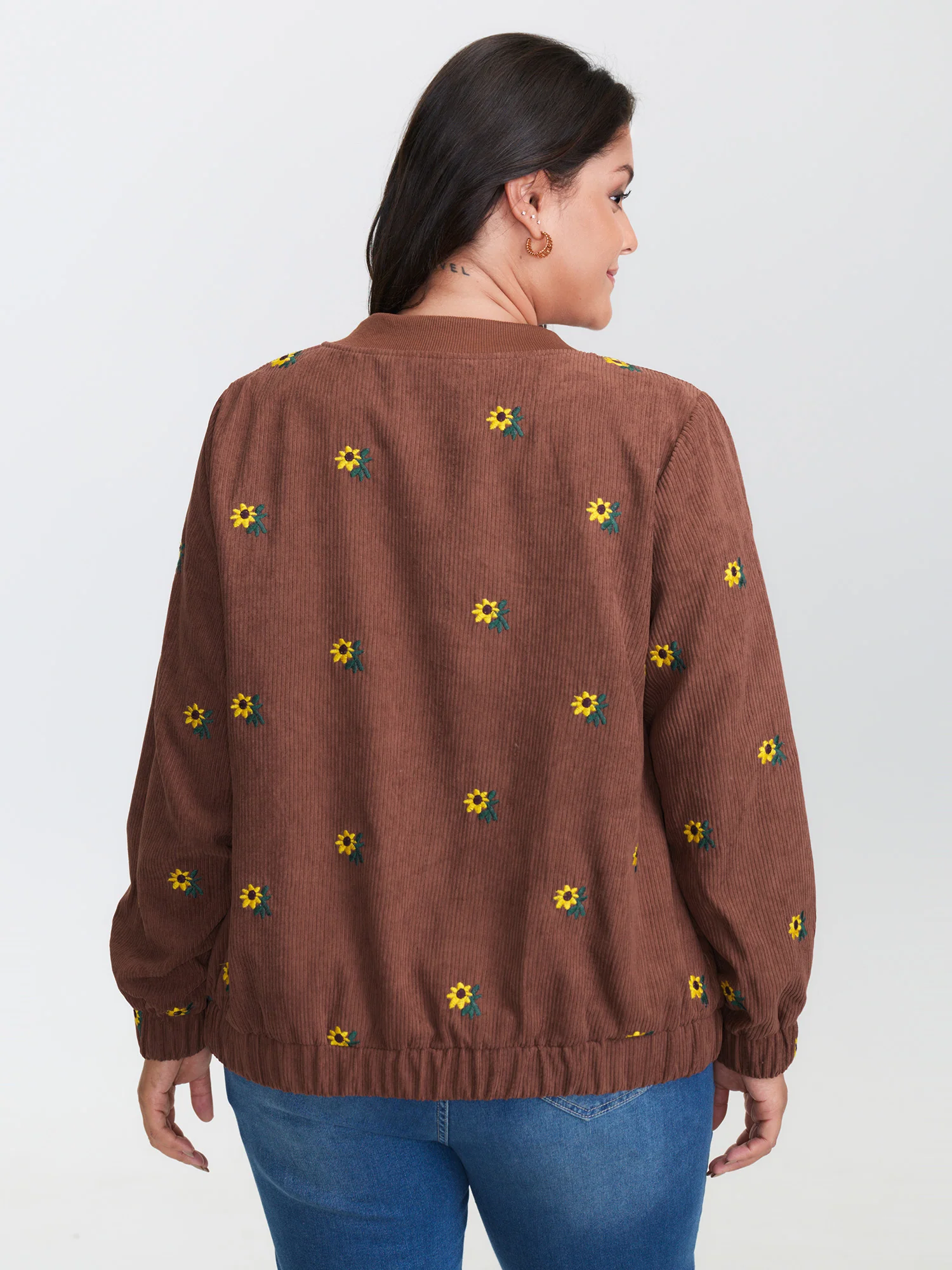 Sunflower Textured Embroidery Button Jacket - Image 4