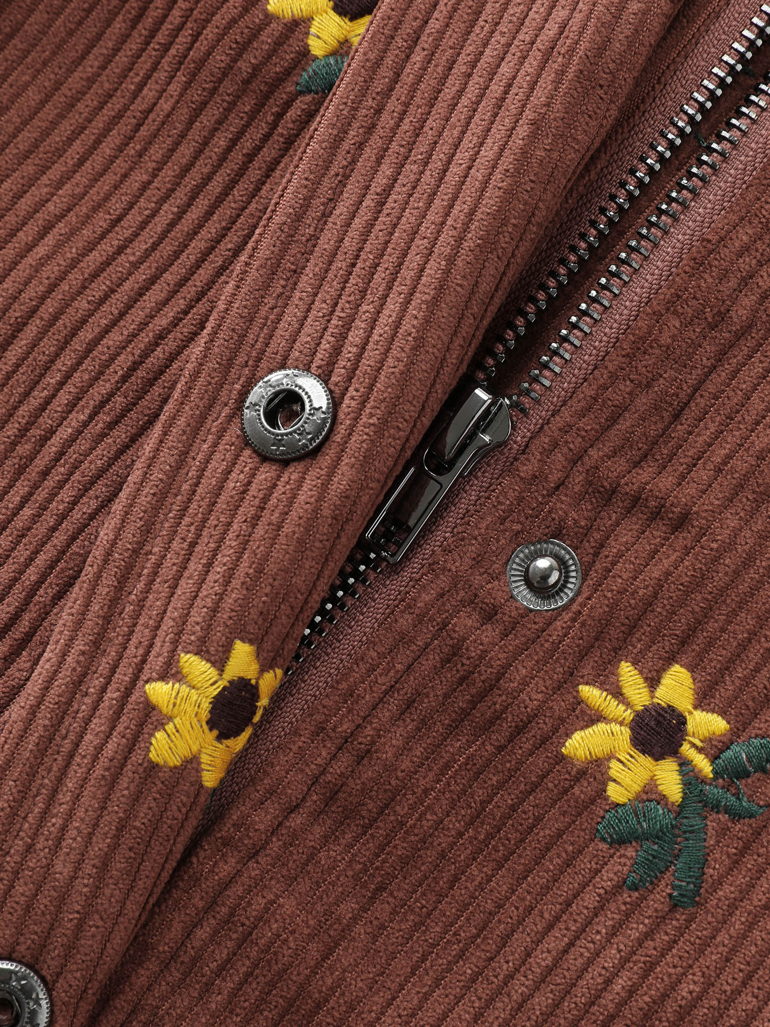 Sunflower Textured Embroidery Button Jacket - Image 5