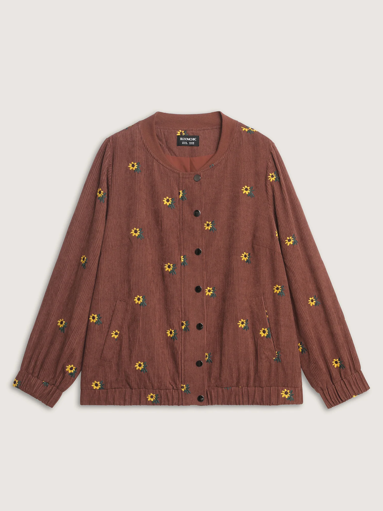 Sunflower Textured Embroidery Button Jacket - Image 8