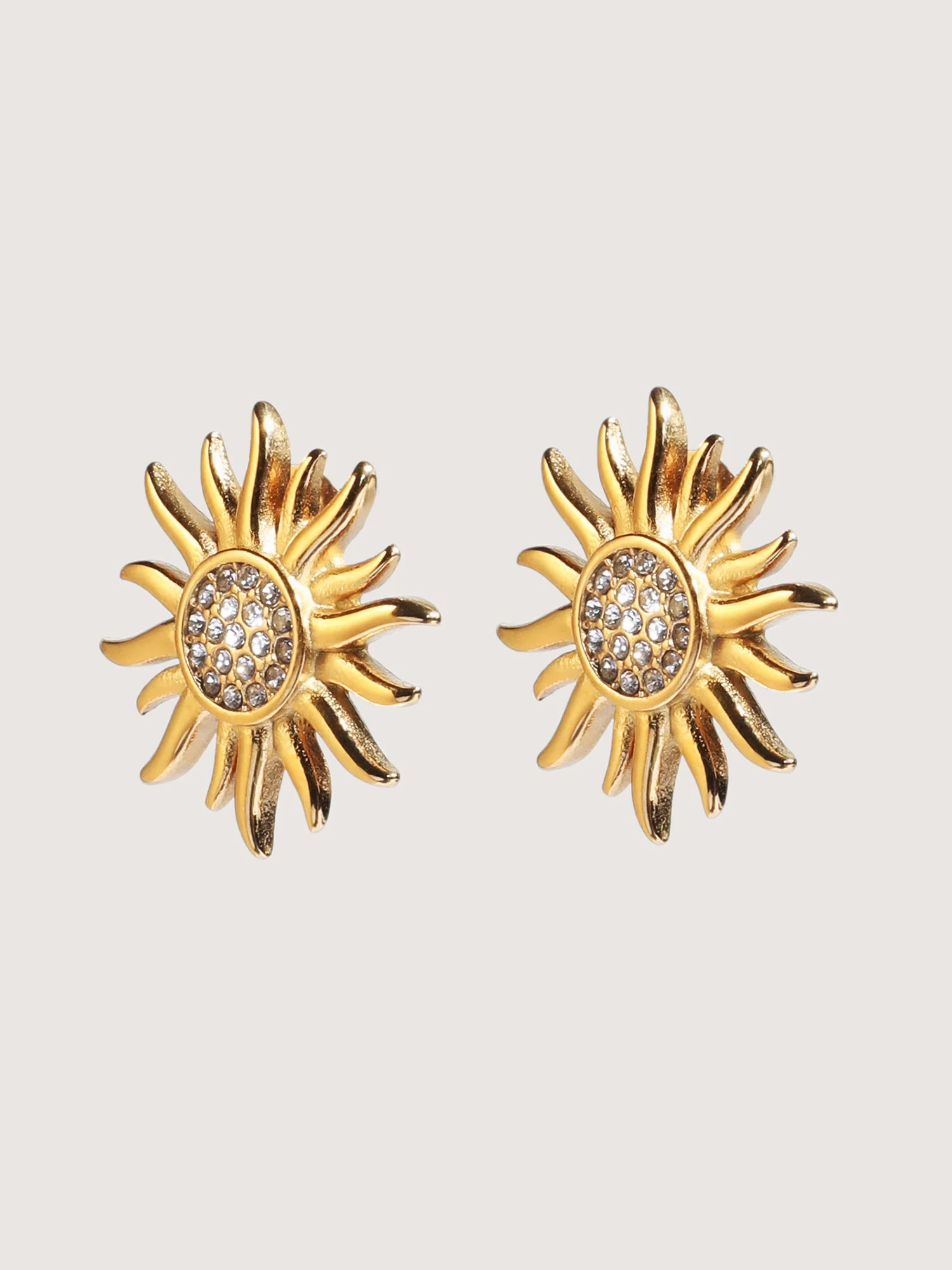 Sunflower Zircon 18k Gold Plated Earrings - Image 4