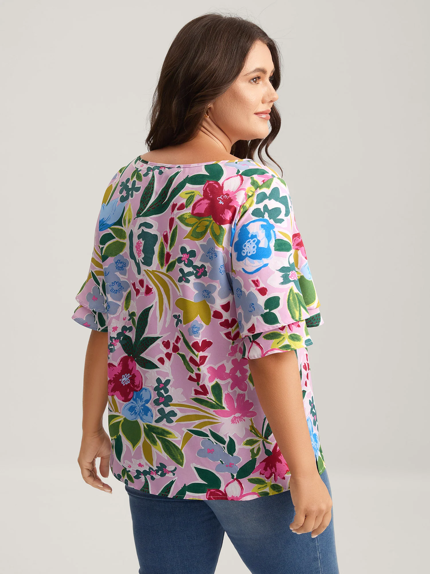Sunkissed Floral Lotus Leaf Sleeve Blouse - Image 4