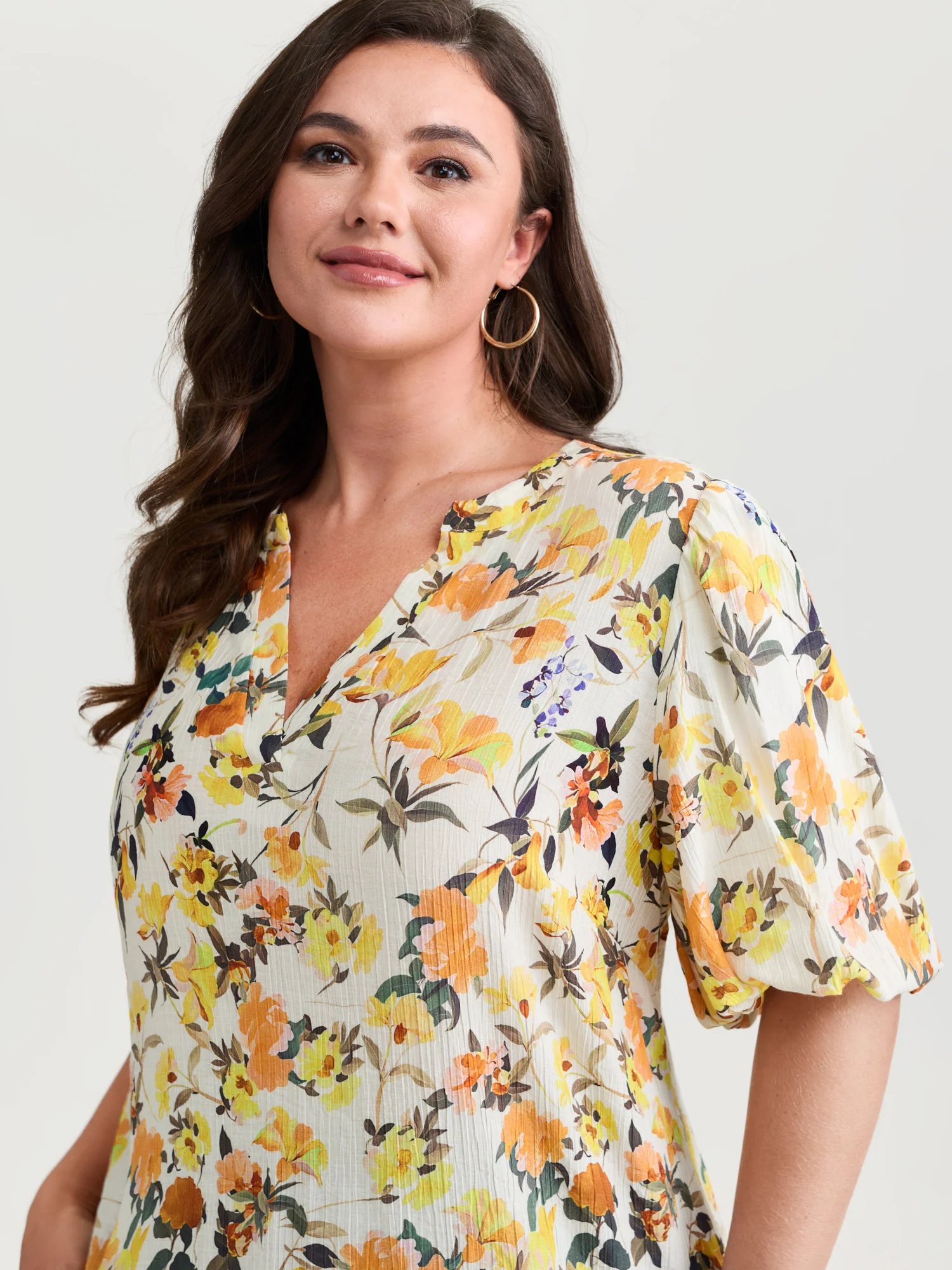 Sunkissed Floral Print Bubble Sleeve Blouse - Image 2
