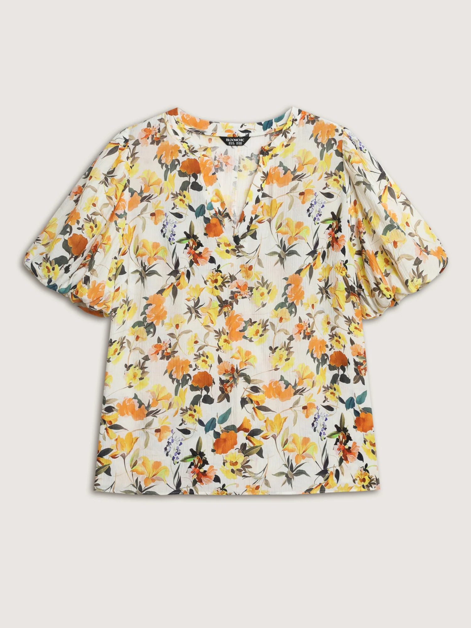 Sunkissed Floral Print Bubble Sleeve Blouse - Image 7