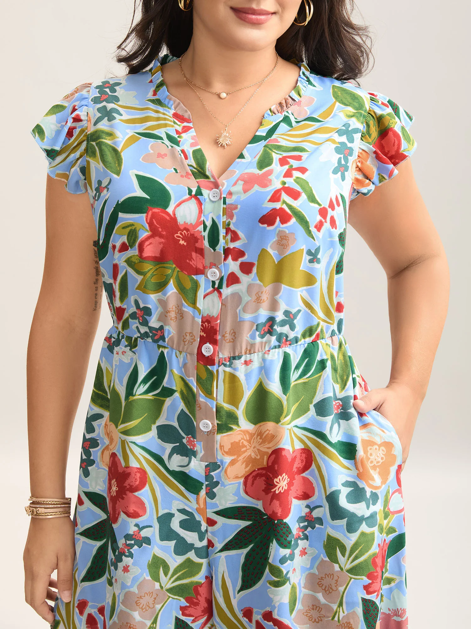Sunkissed Floral Print Button Wide-Leg Jumpsuit - Image 10