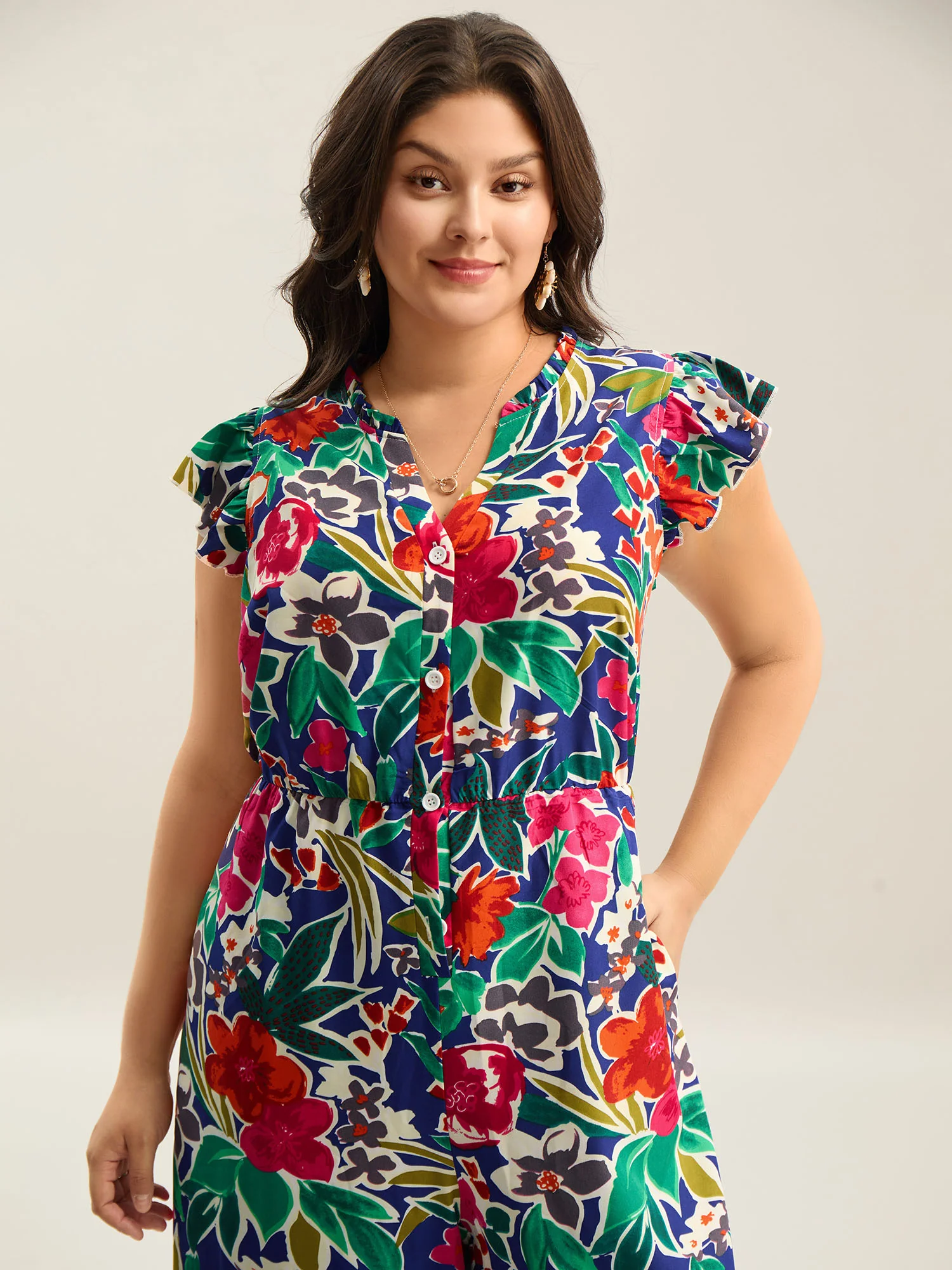 Sunkissed Floral Print Button Wide-Leg Jumpsuit - Image 13