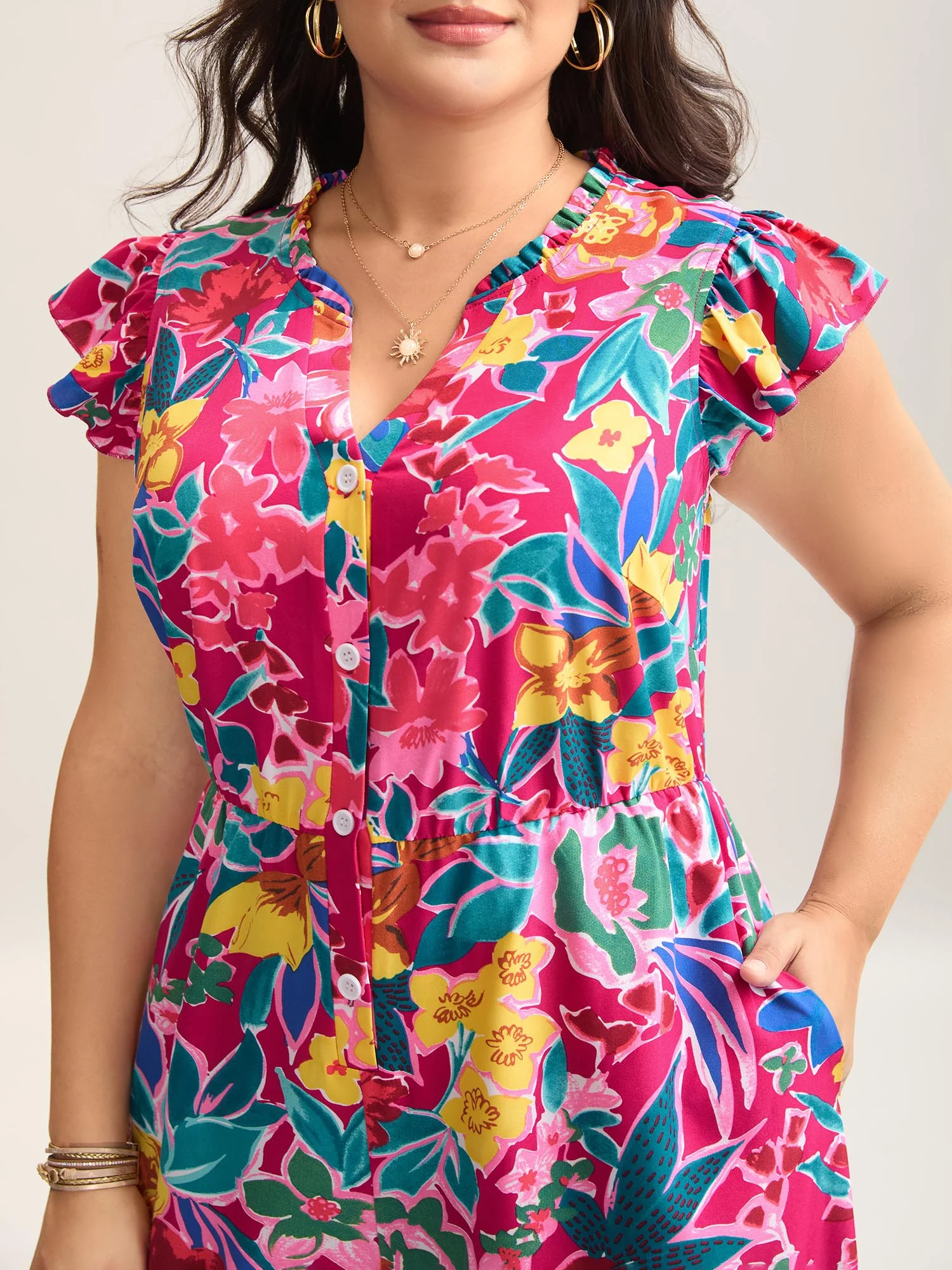Sunkissed Floral Print Button Wide-Leg Jumpsuit - Image 18
