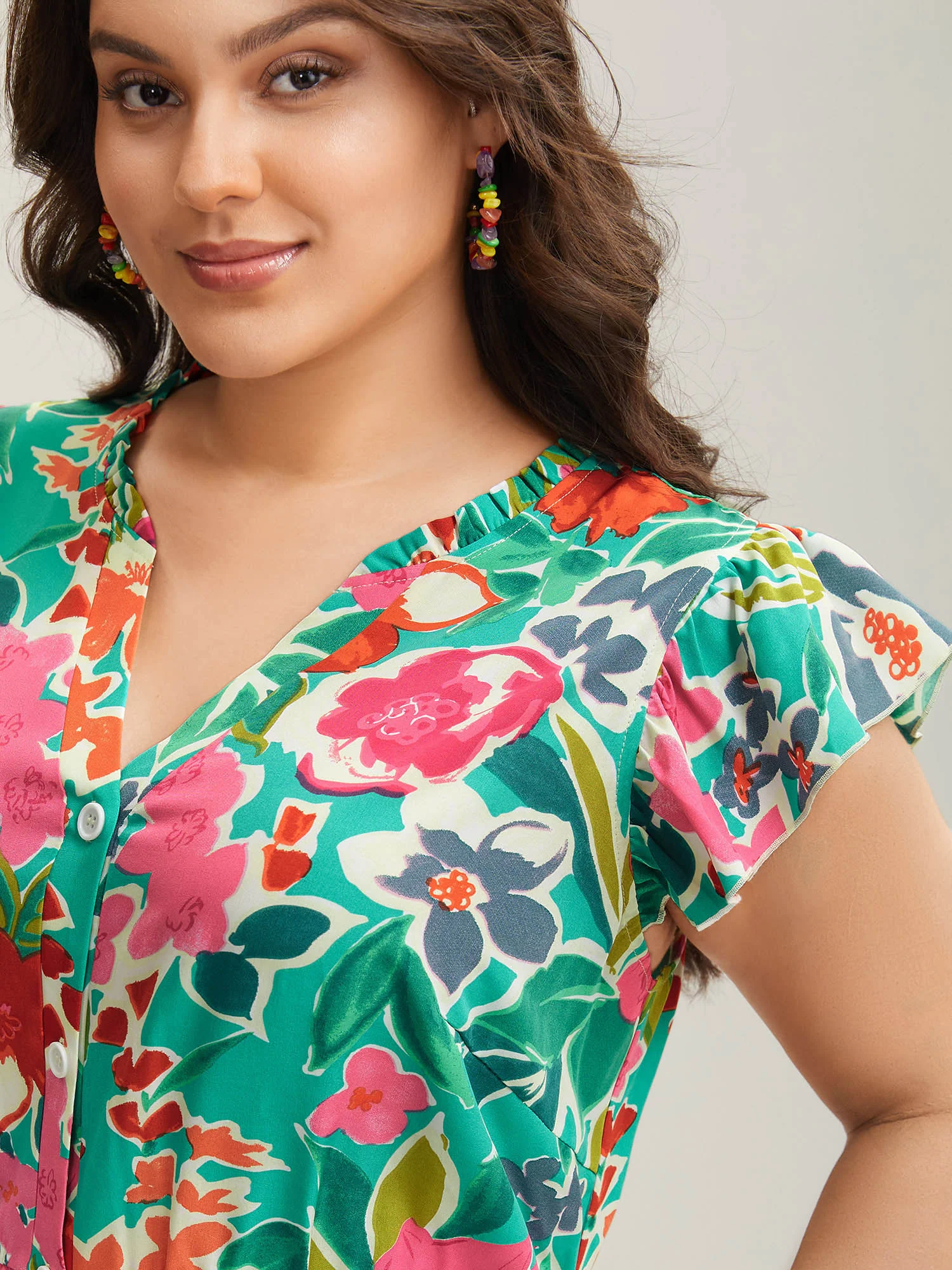 Sunkissed Floral Print Button Wide-Leg Jumpsuit - Image 3