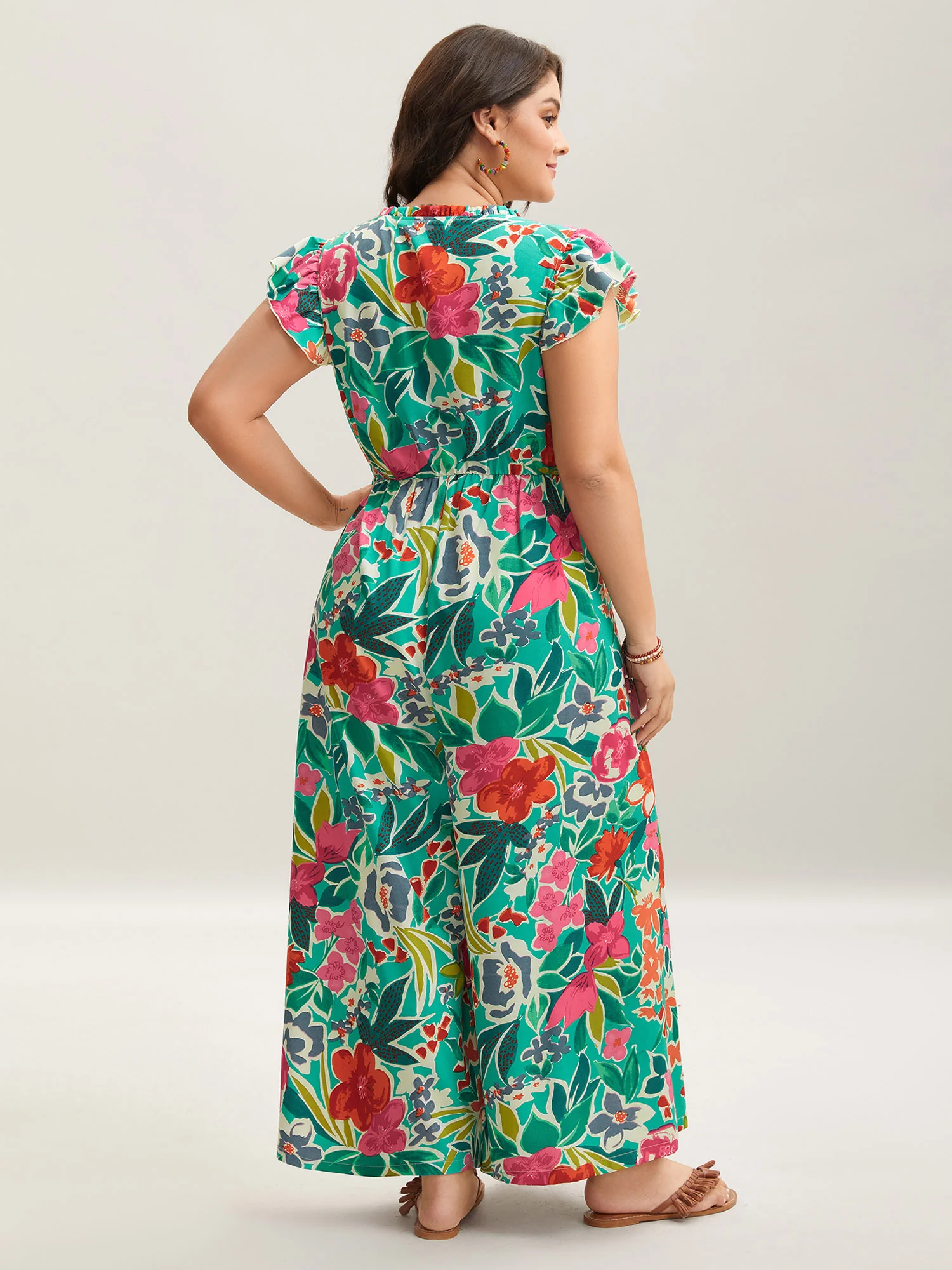 Sunkissed Floral Print Button Wide-Leg Jumpsuit - Image 5