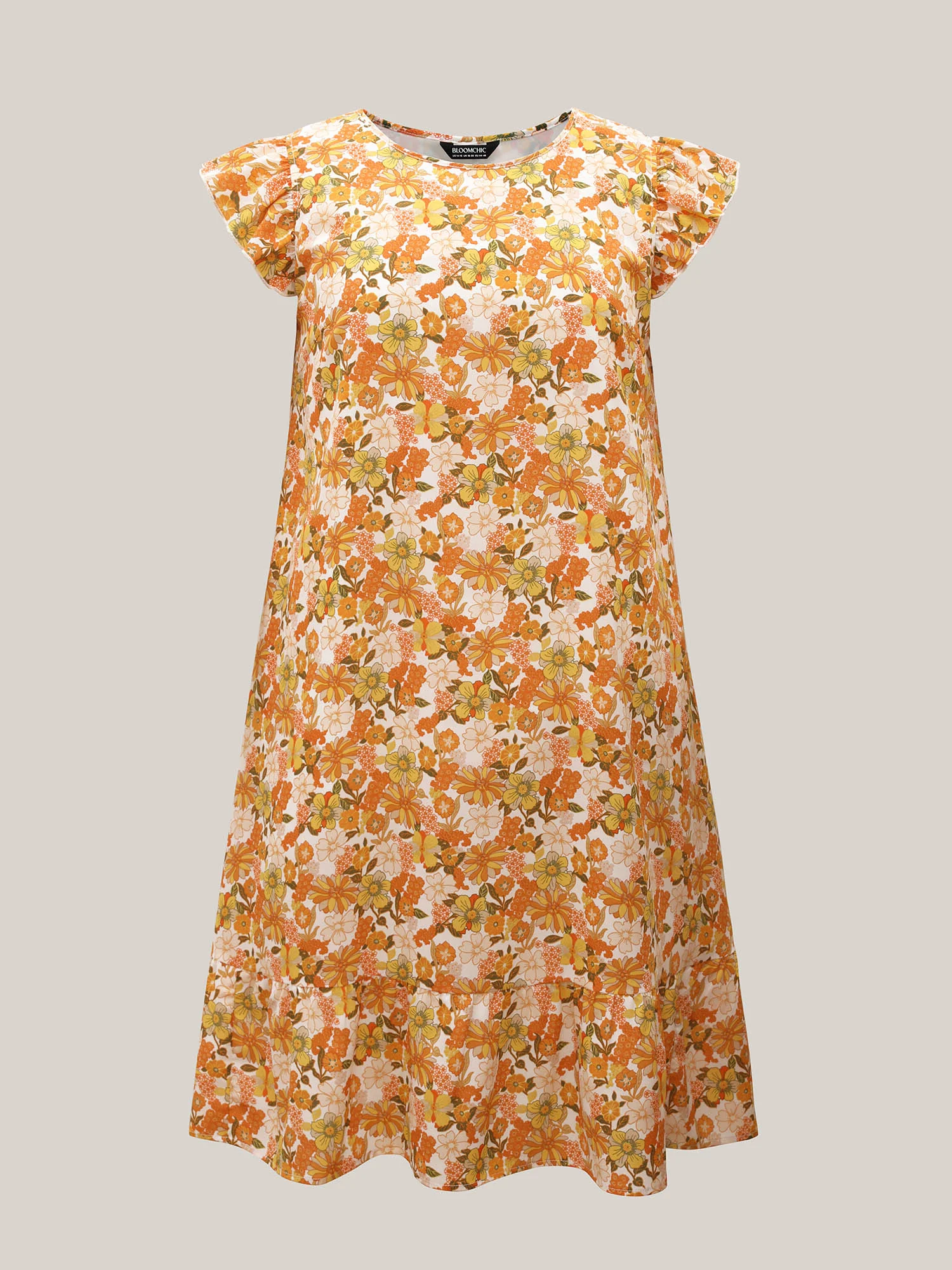 Sunkissed Floral Print Flutter Sleeve Midi Dress - Image 7