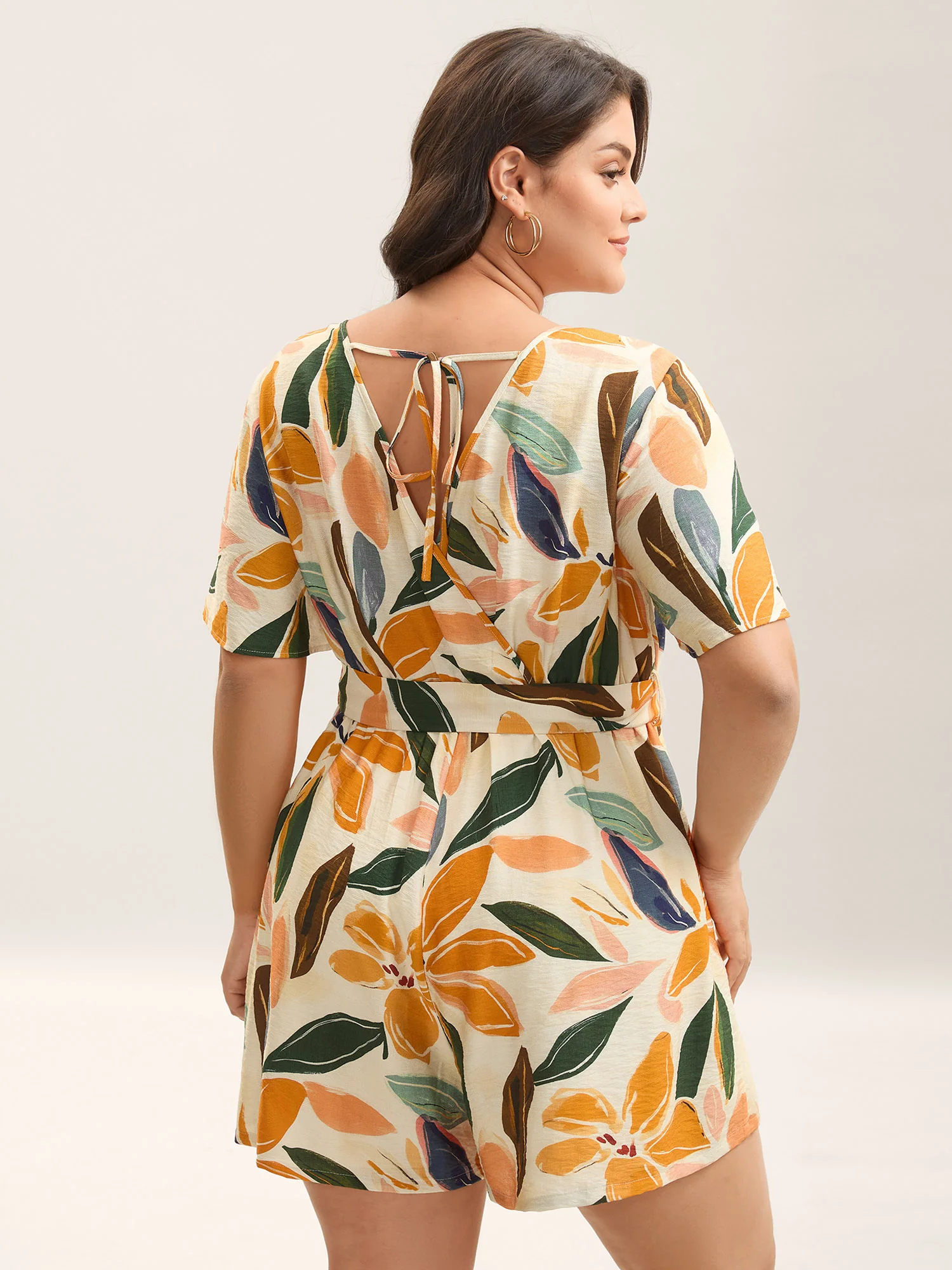 Sunkissed Florals Belted Pockets Romper - Image 4