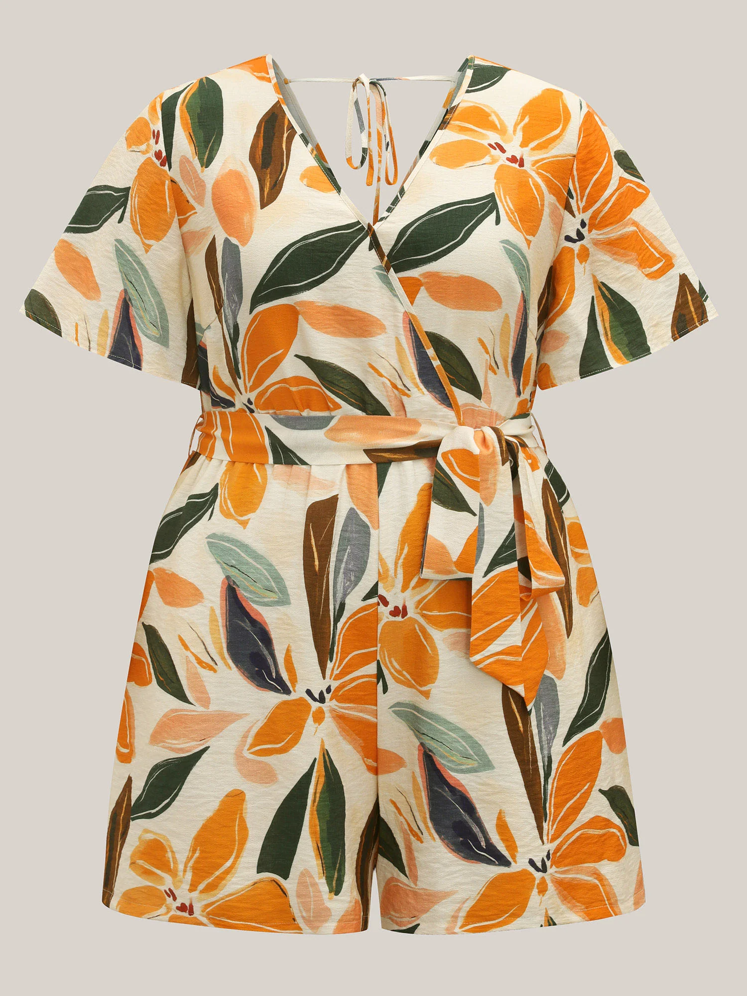 Sunkissed Florals Belted Pockets Romper - Image 5