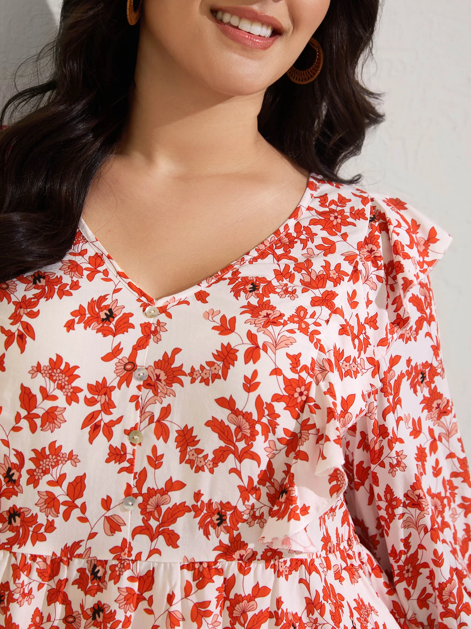 Sunkissed Florals Ruffled Trim Blouse - Image 2