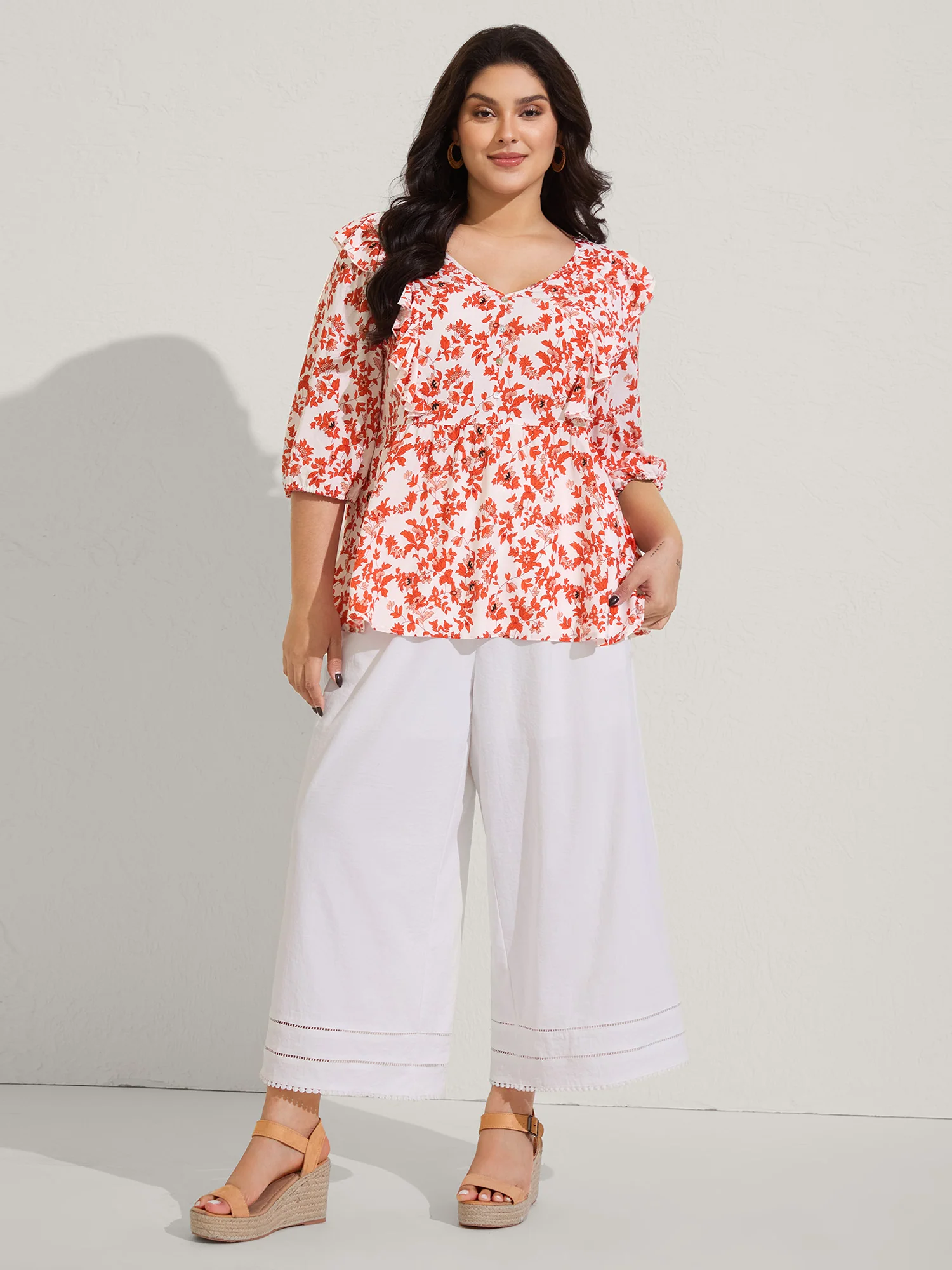 Sunkissed Florals Ruffled Trim Blouse - Image 3