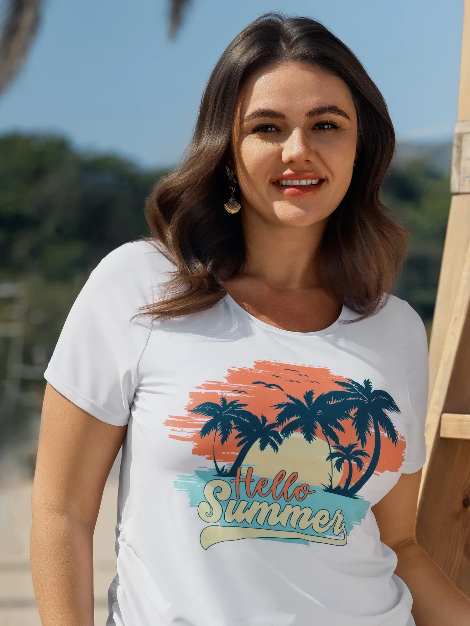 Sunkissed Pattern Side Drawstring Swim Top - Image 2