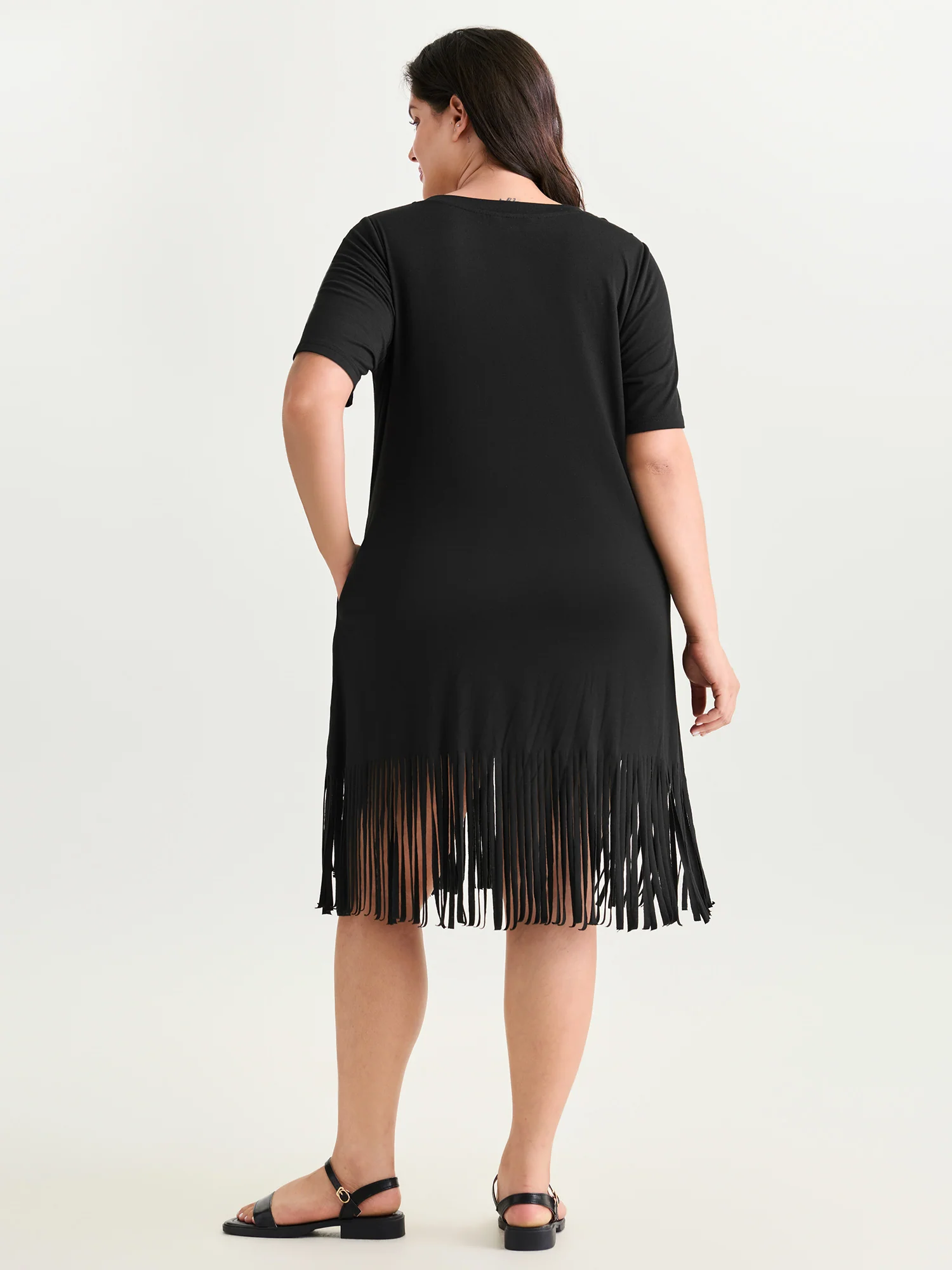 Sunkissed Print Fringe Hem T-Shirt Midi Dress - Image 4