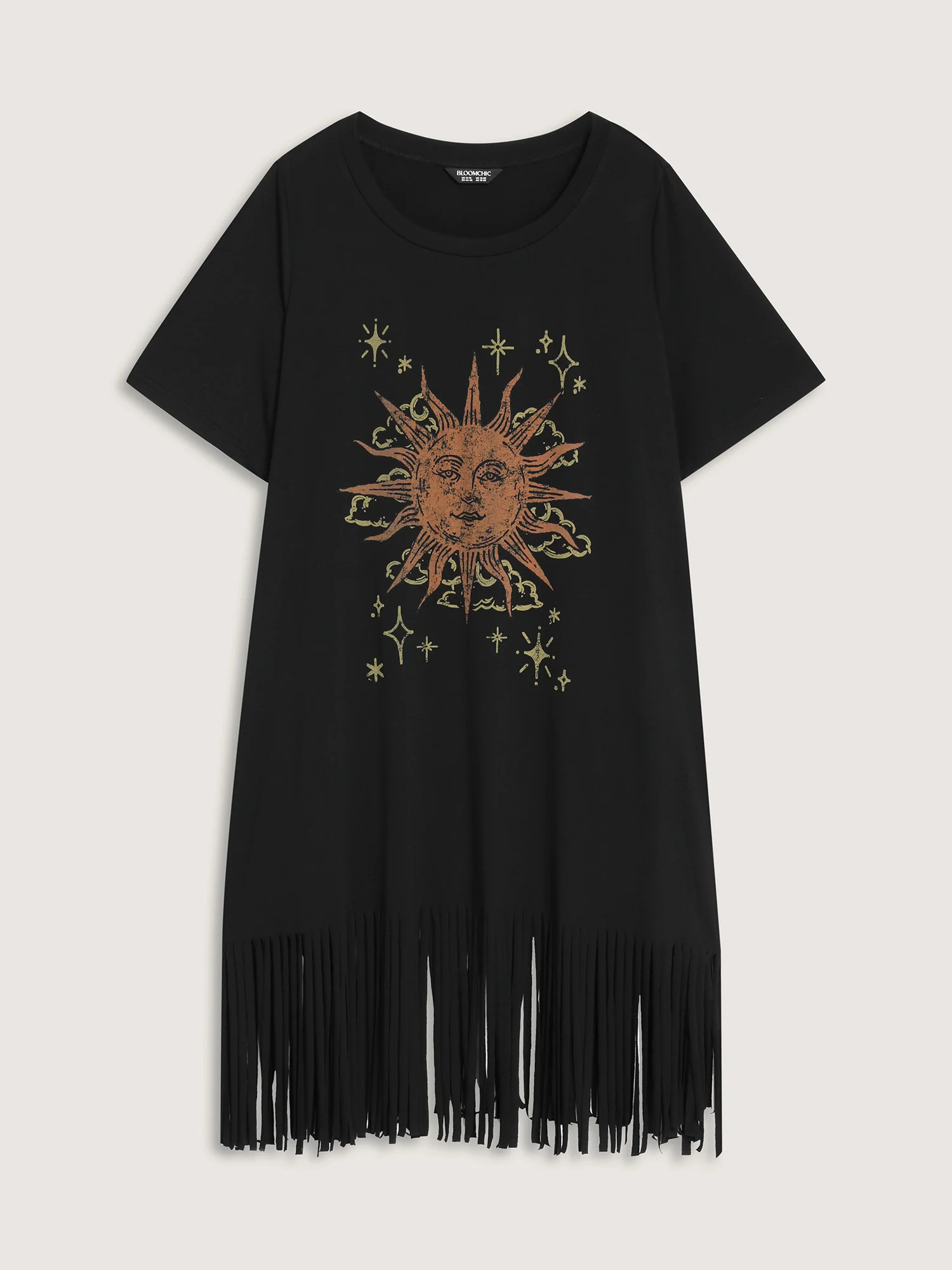 Sunkissed Print Fringe Hem T-Shirt Midi Dress - Image 7