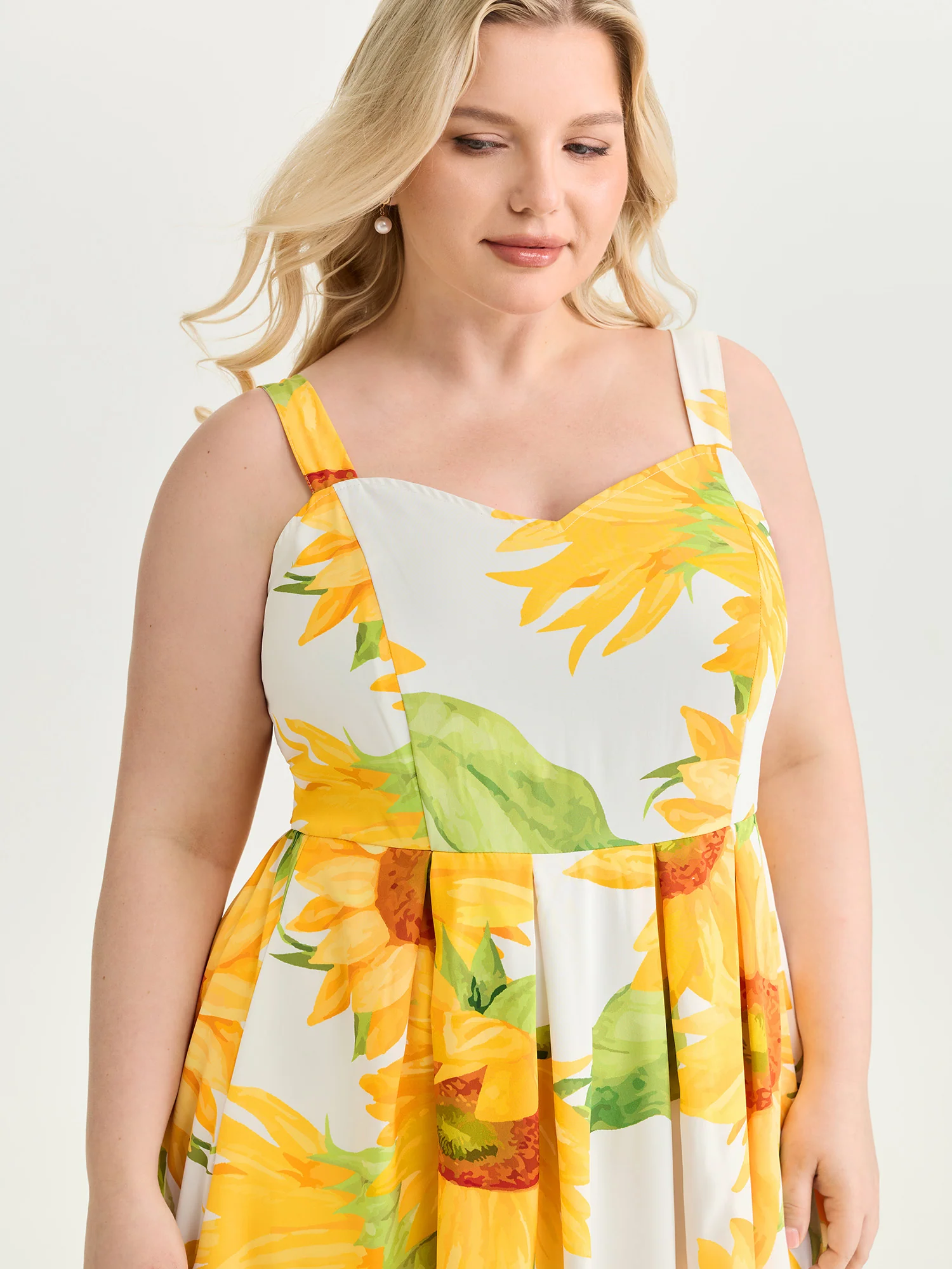 Sunkissed Sunflower Print Shirred Maxi Dress - Image 2
