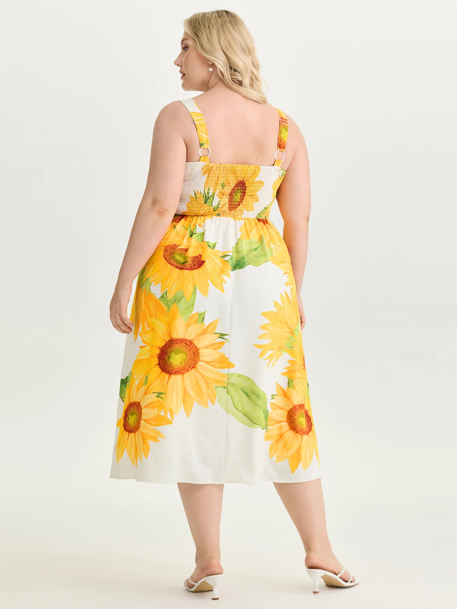 Sunkissed Sunflower Print Shirred Maxi Dress - Image 5