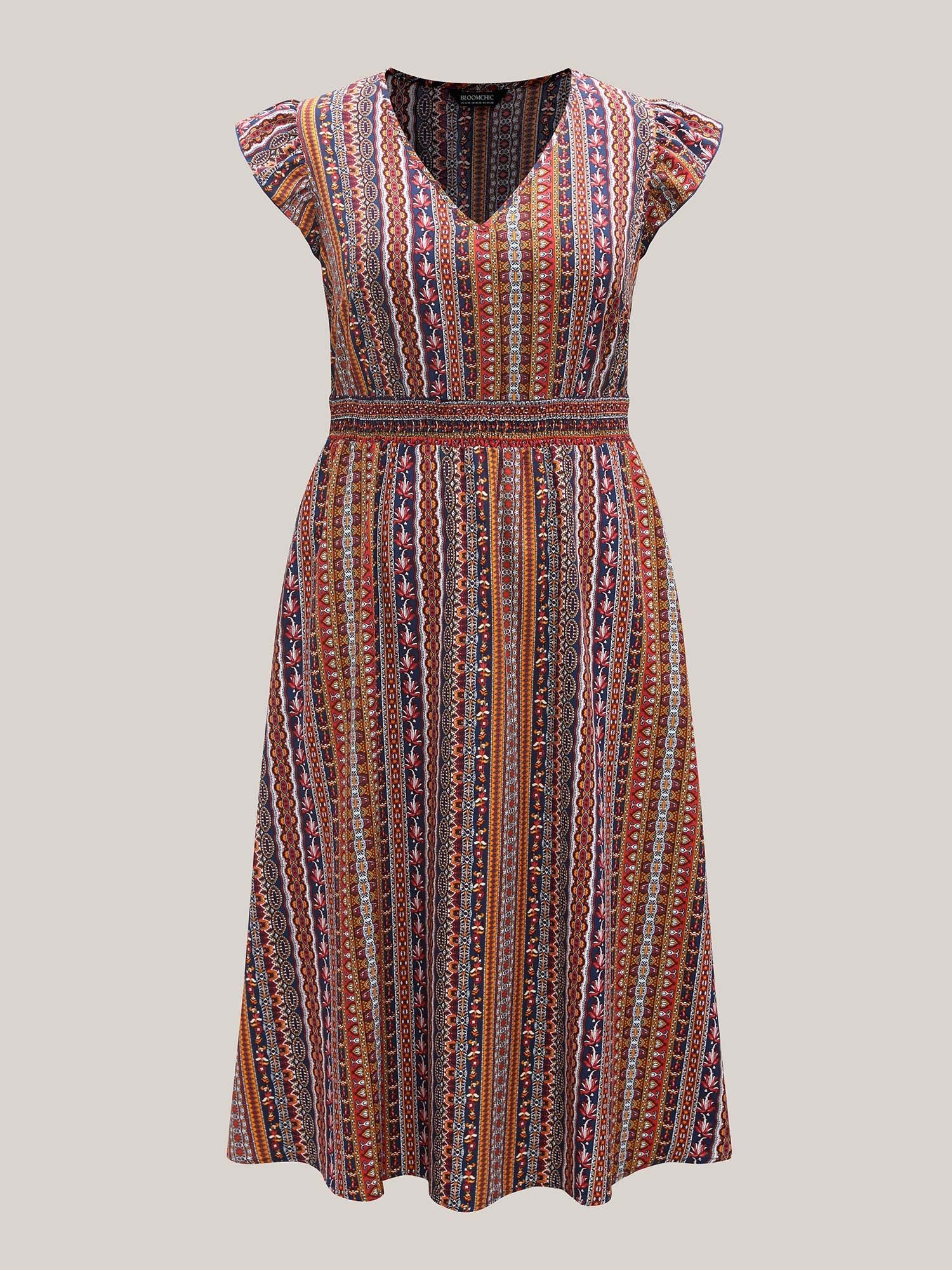 Sunny Stripes Pockets Shirred Midi Dress - Image 8