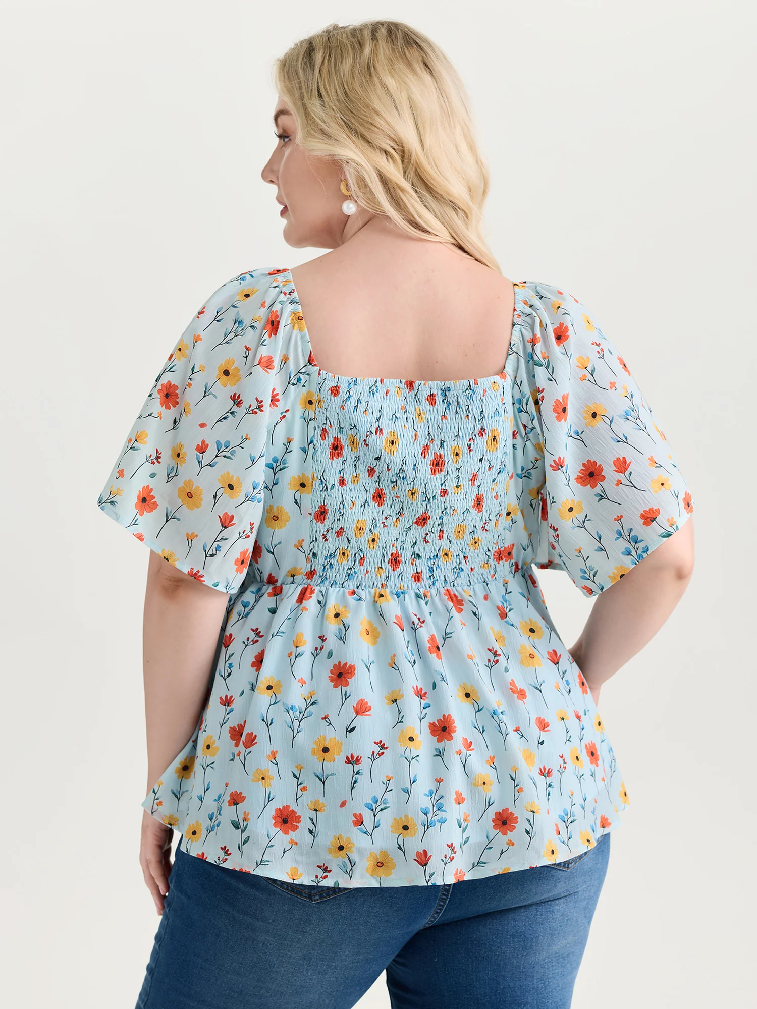 Sunshine-Ready Floral Print Drawstring Blouse - Image 4