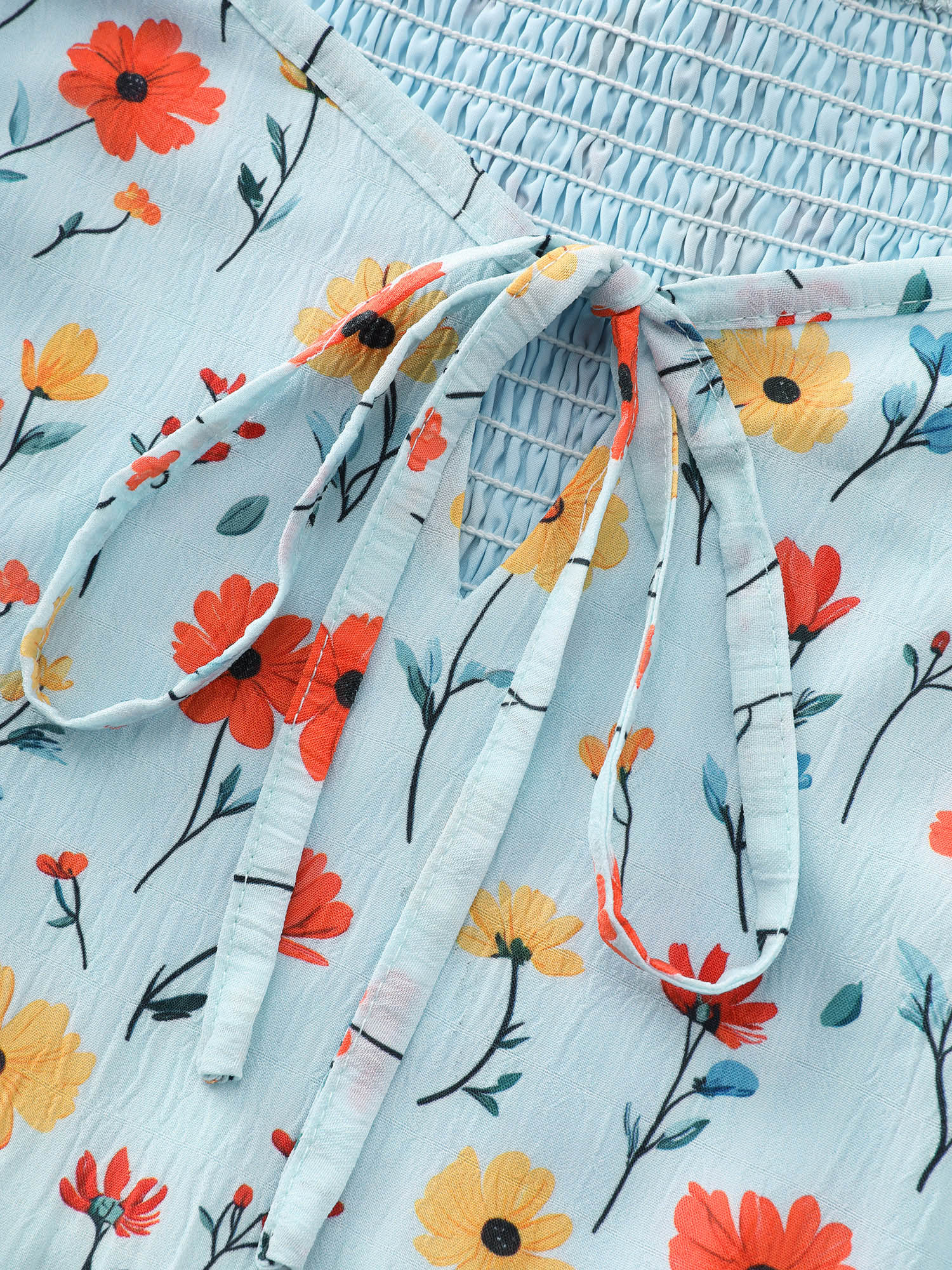 Sunshine-Ready Floral Print Drawstring Blouse - Image 5
