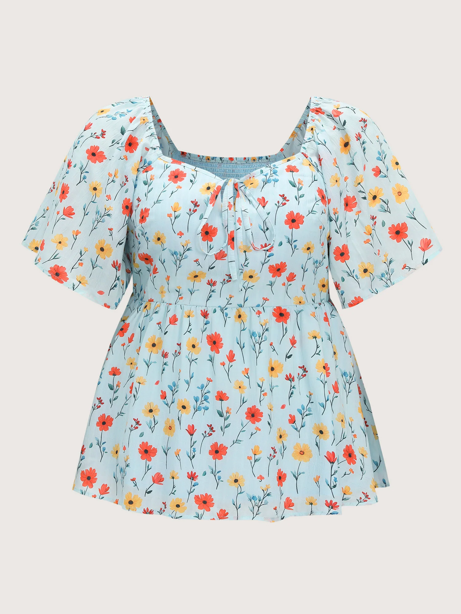 Sunshine-Ready Floral Print Drawstring Blouse - Image 7